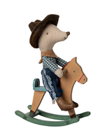 Maileg Cowboy Mouse on Rocking Horse, Little Brother