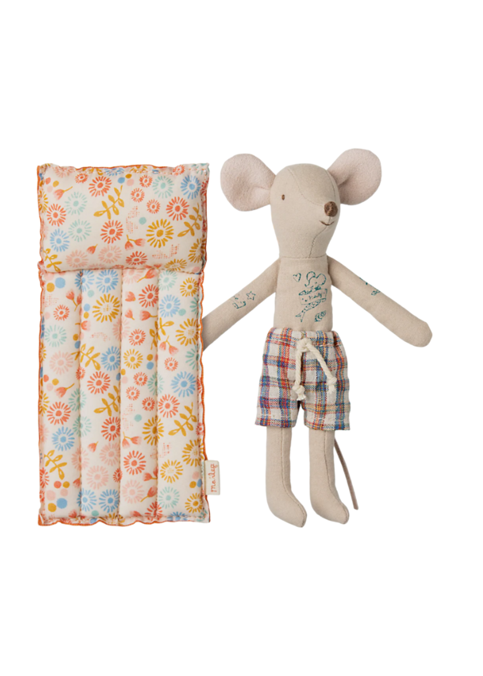 Maileg Beach Mouse with Air Mattress, Dad - Flower