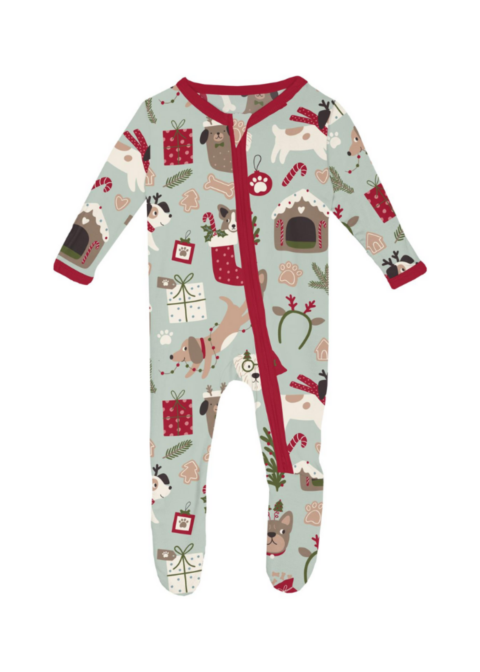 Kickee Pants Aloe Christmas Dogs Footie
