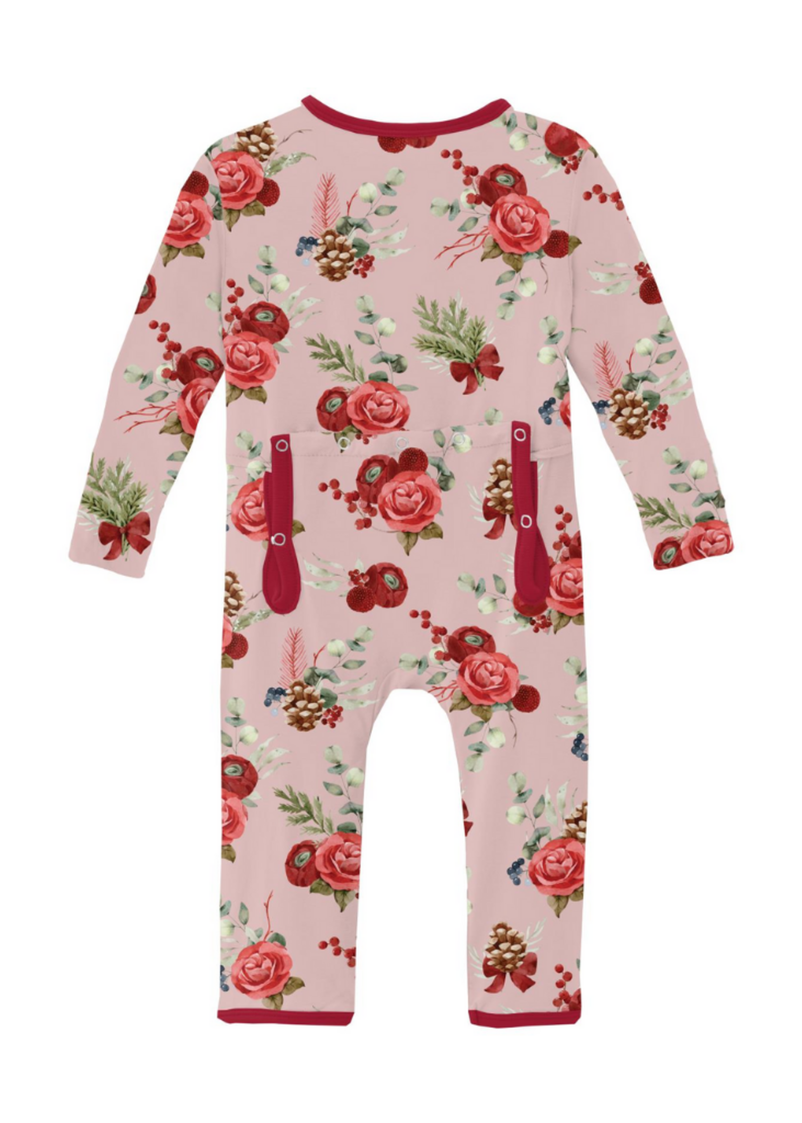 Kickee Pants Baby Rose Holiday Floral Ruffle Coverall