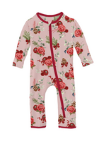 Kickee Pants Baby Rose Holiday Floral Ruffle Coverall