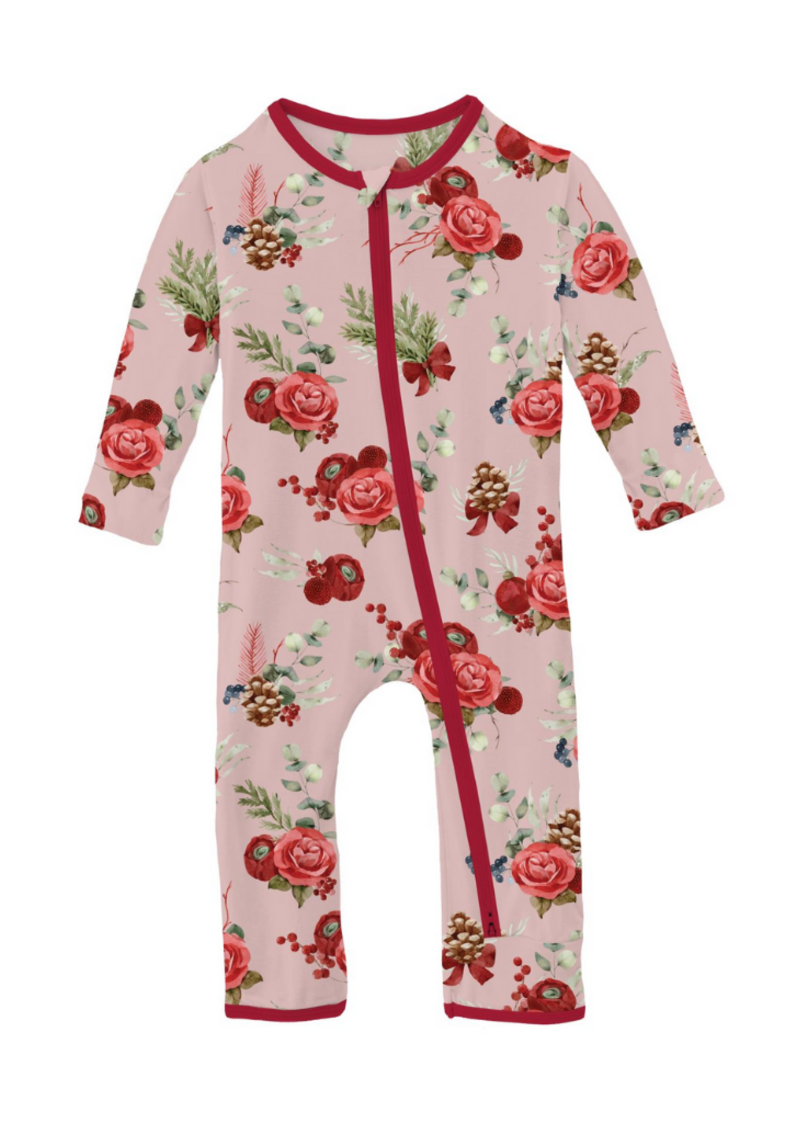 Kickee Pants Baby Rose Holiday Floral Ruffle Coverall