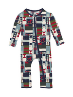 Kickee Pants Peacoat Mod Christmas Coverall