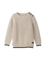 Hatley Oatmeal Melange Button Neck Sweater