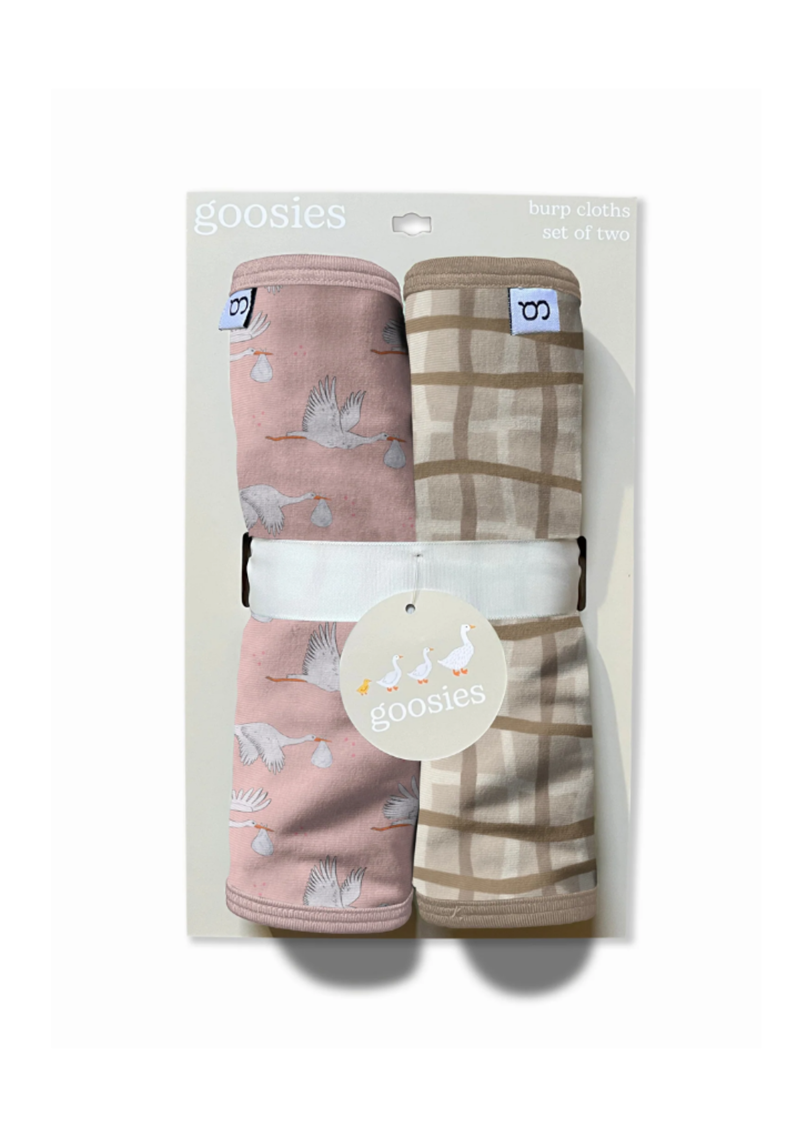 Goosies Burp Cloths - Pink Storks
