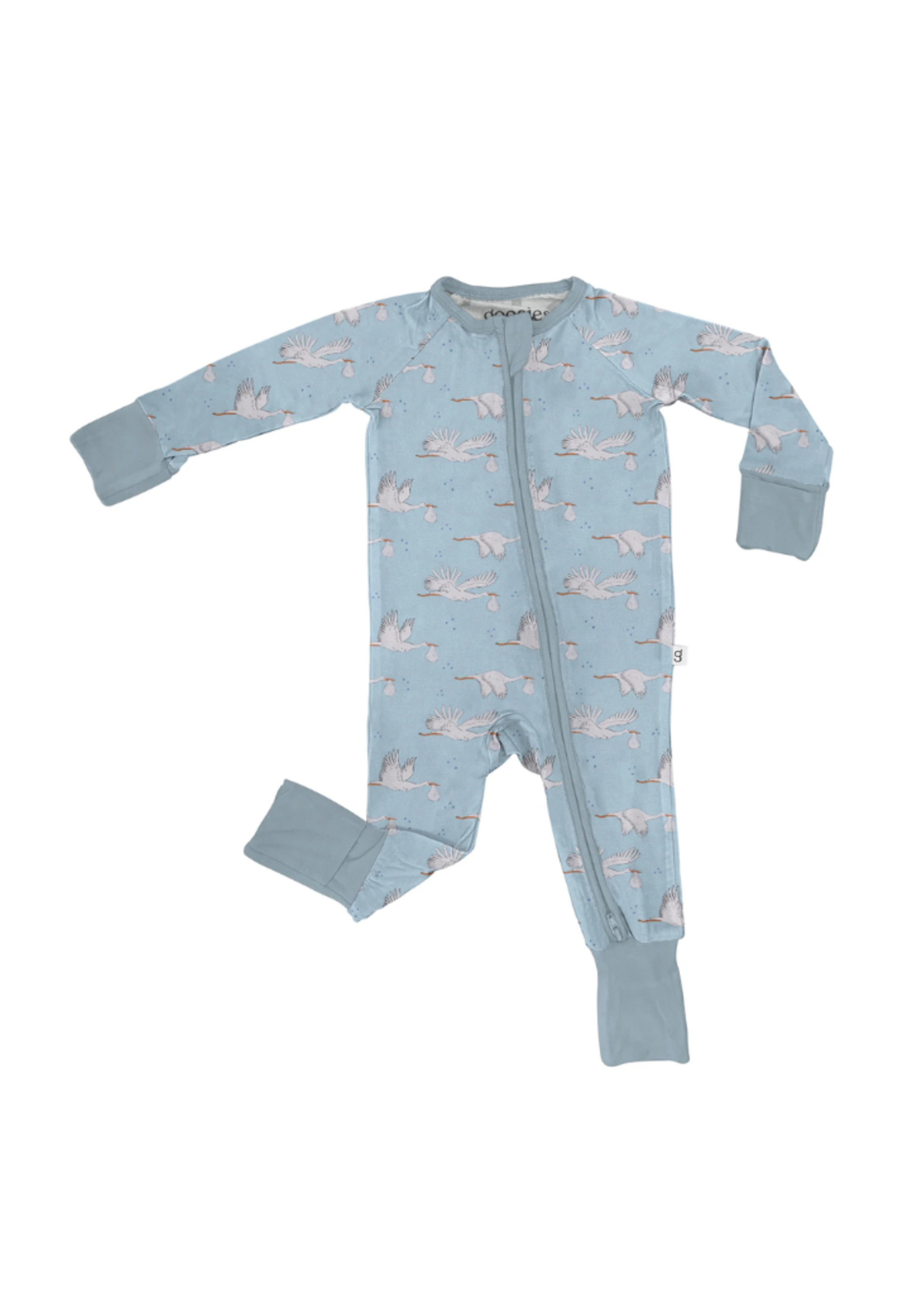 Goosies Zip Pajamas - Blue Storks