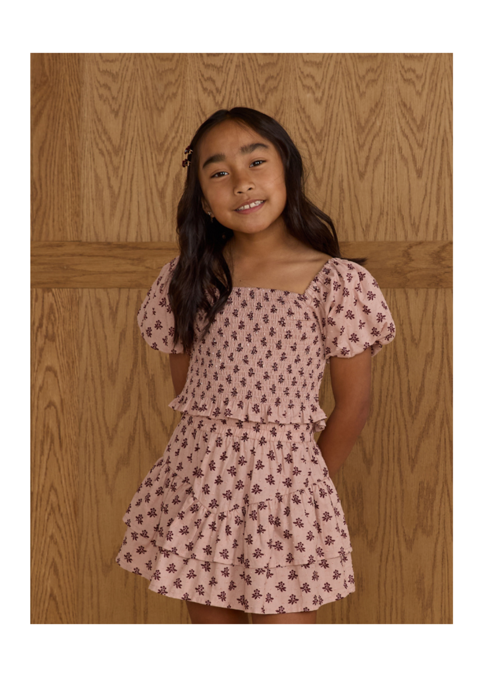 Rylee + Cru Tiered Mini Skirt - Blush Fleur