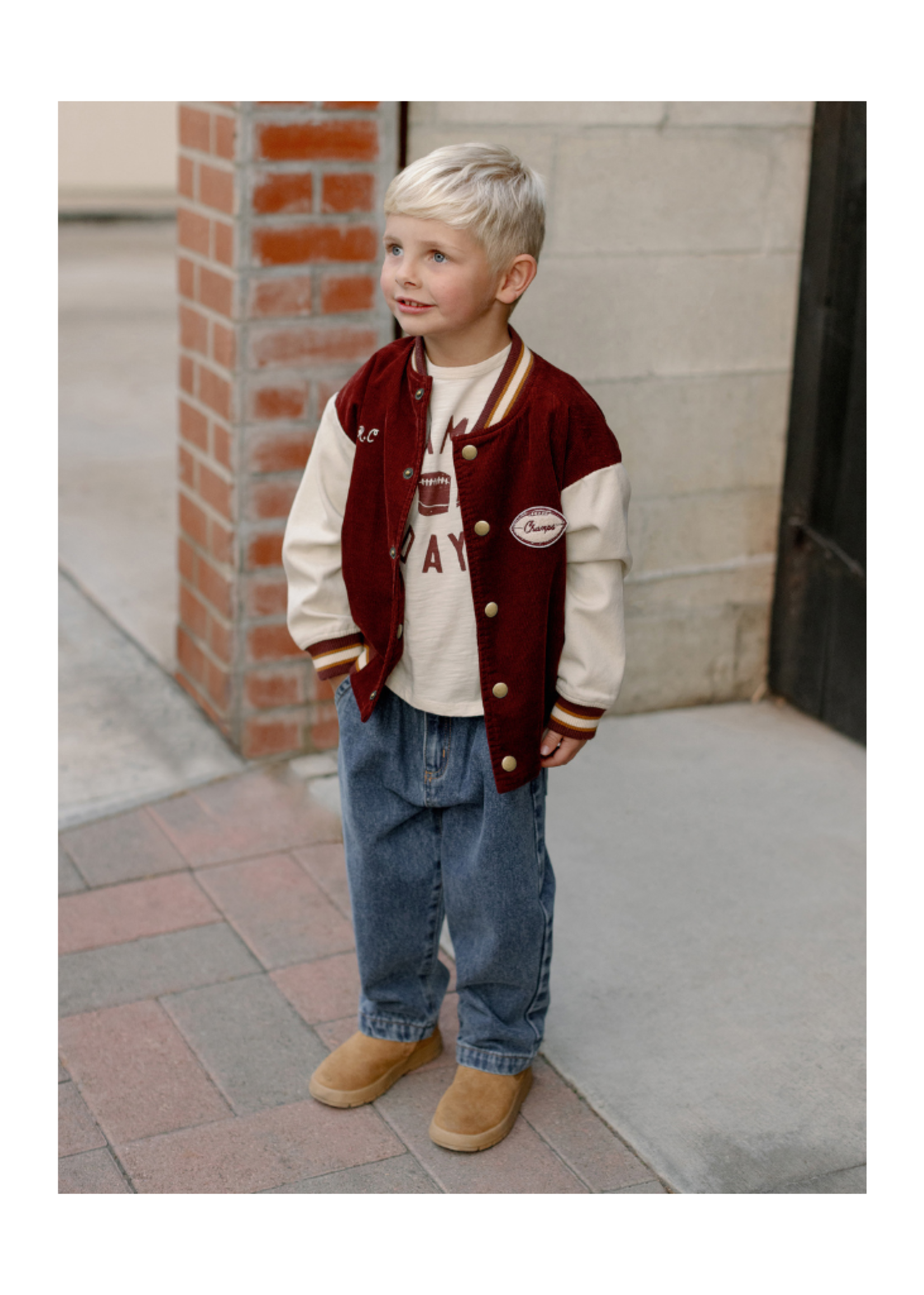 Rylee + Cru Varsity Jacket - Burgundy