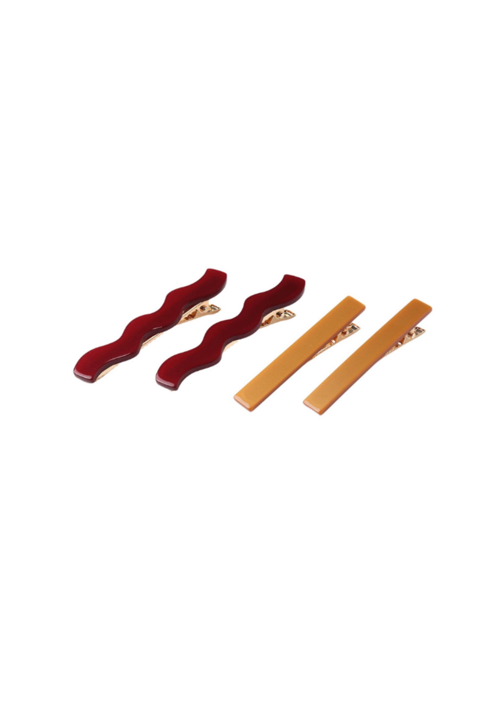 Rylee + Cru Wavy Clip Set - Burgundy, Golden
