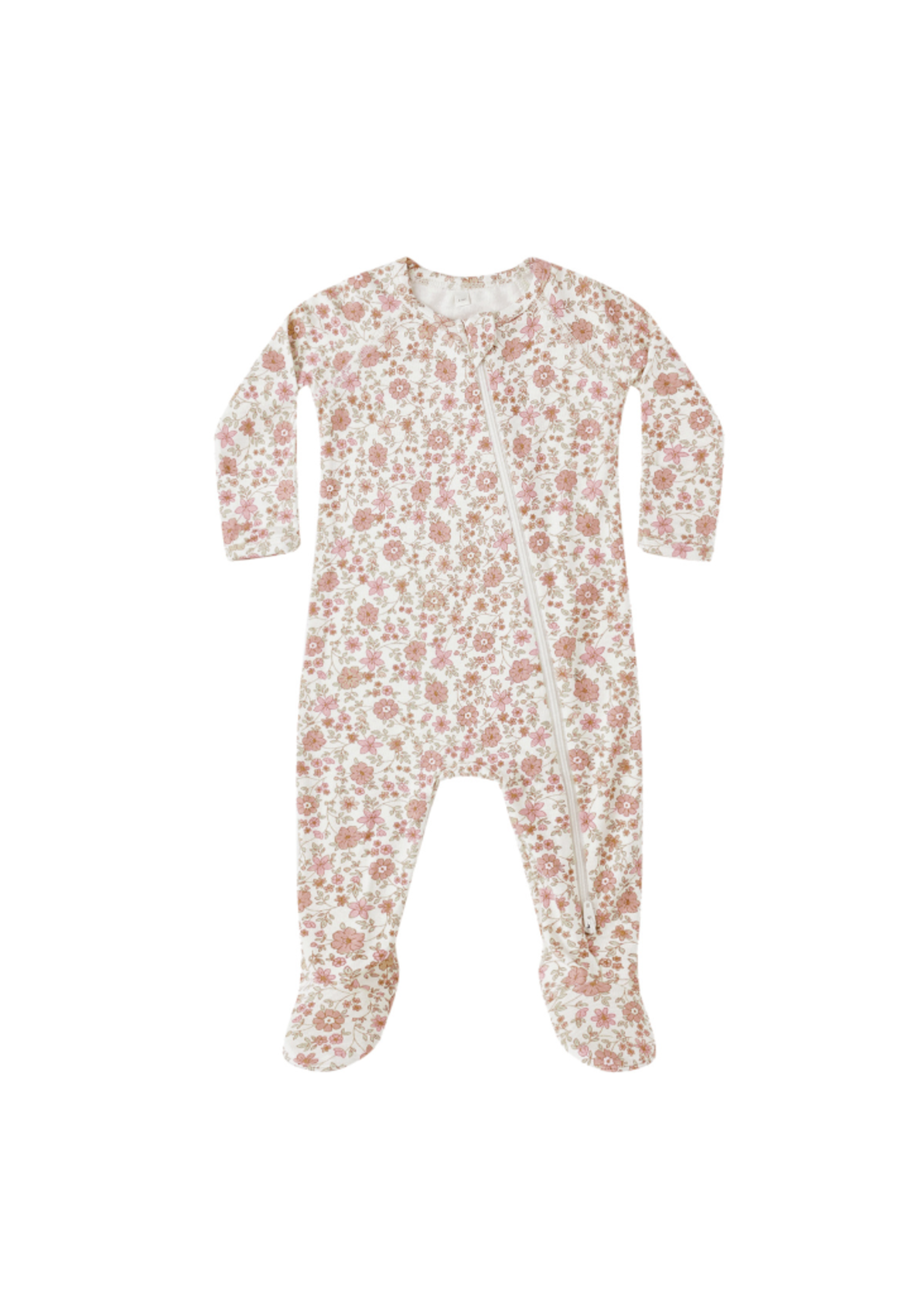 Quincy Mae Bamboo Zip Footie - Bloom