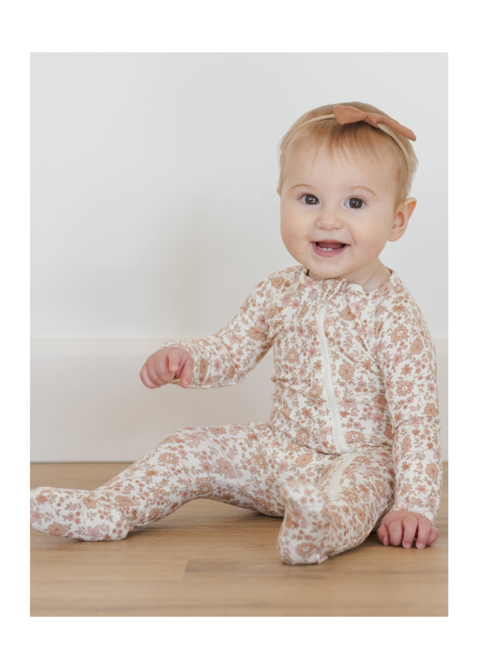 Quincy Mae Bamboo Zip Footie - Bloom