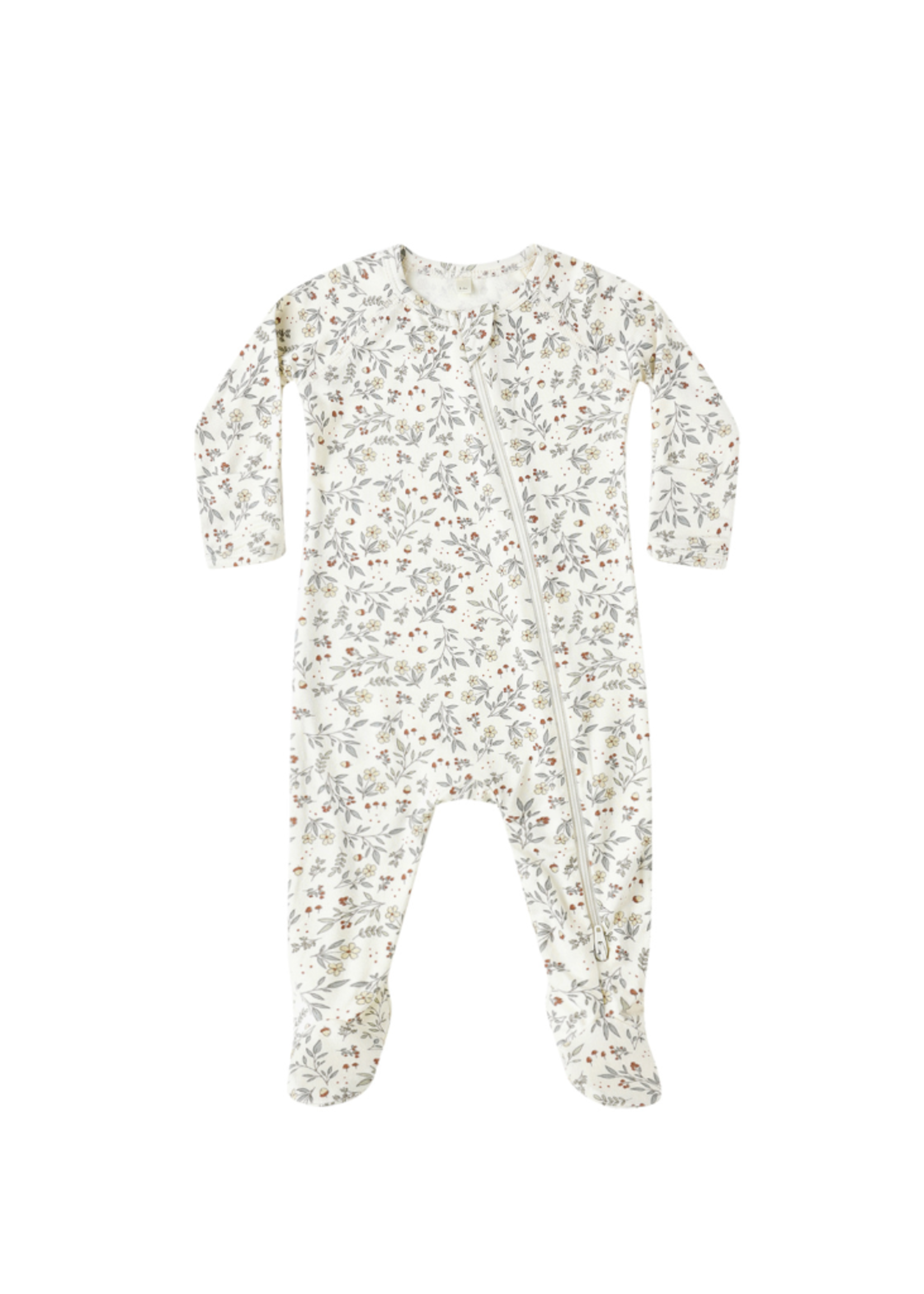 Quincy Mae Bamboo Zip Footie - Woodland