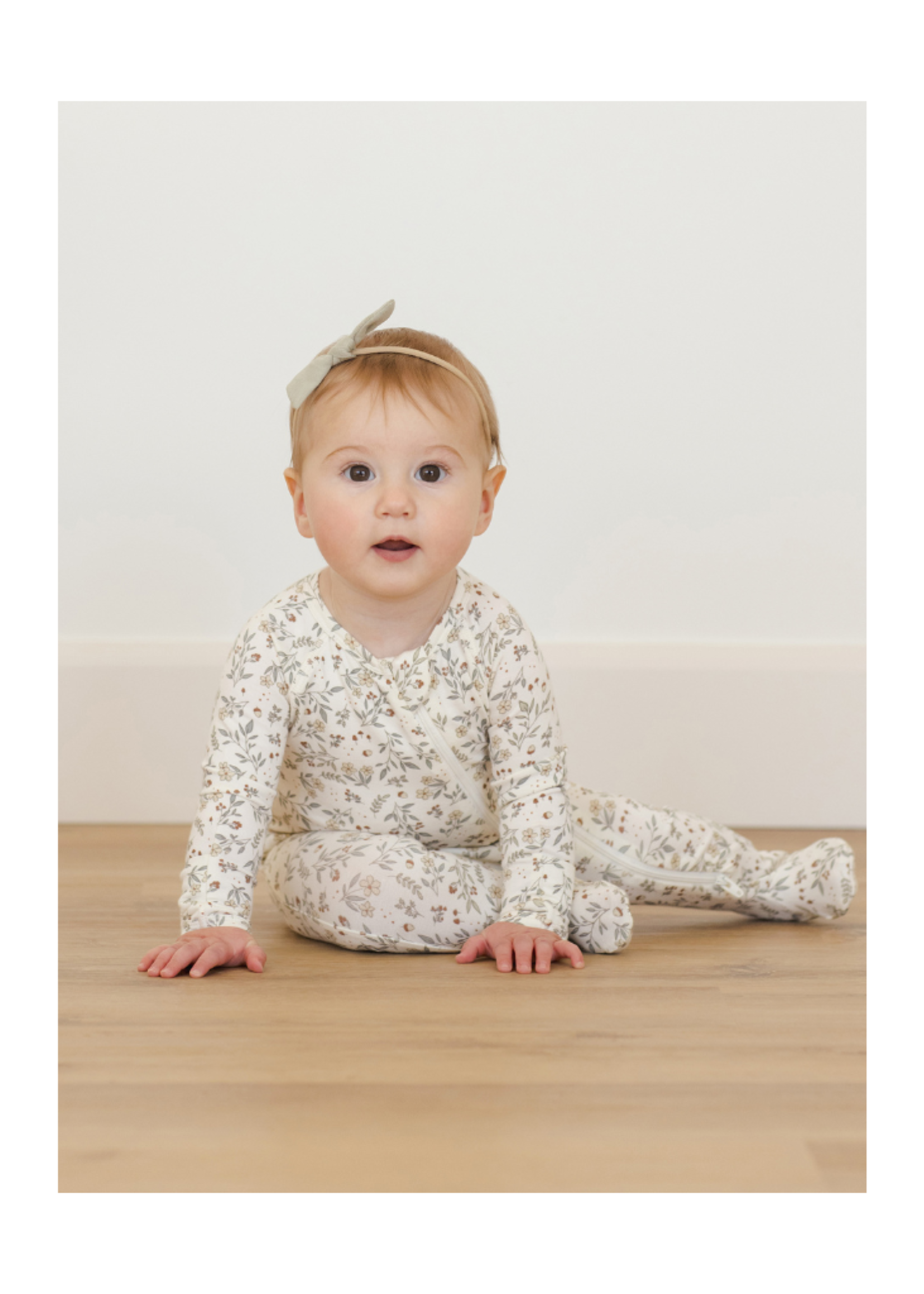 Quincy Mae Bamboo Zip Footie - Woodland