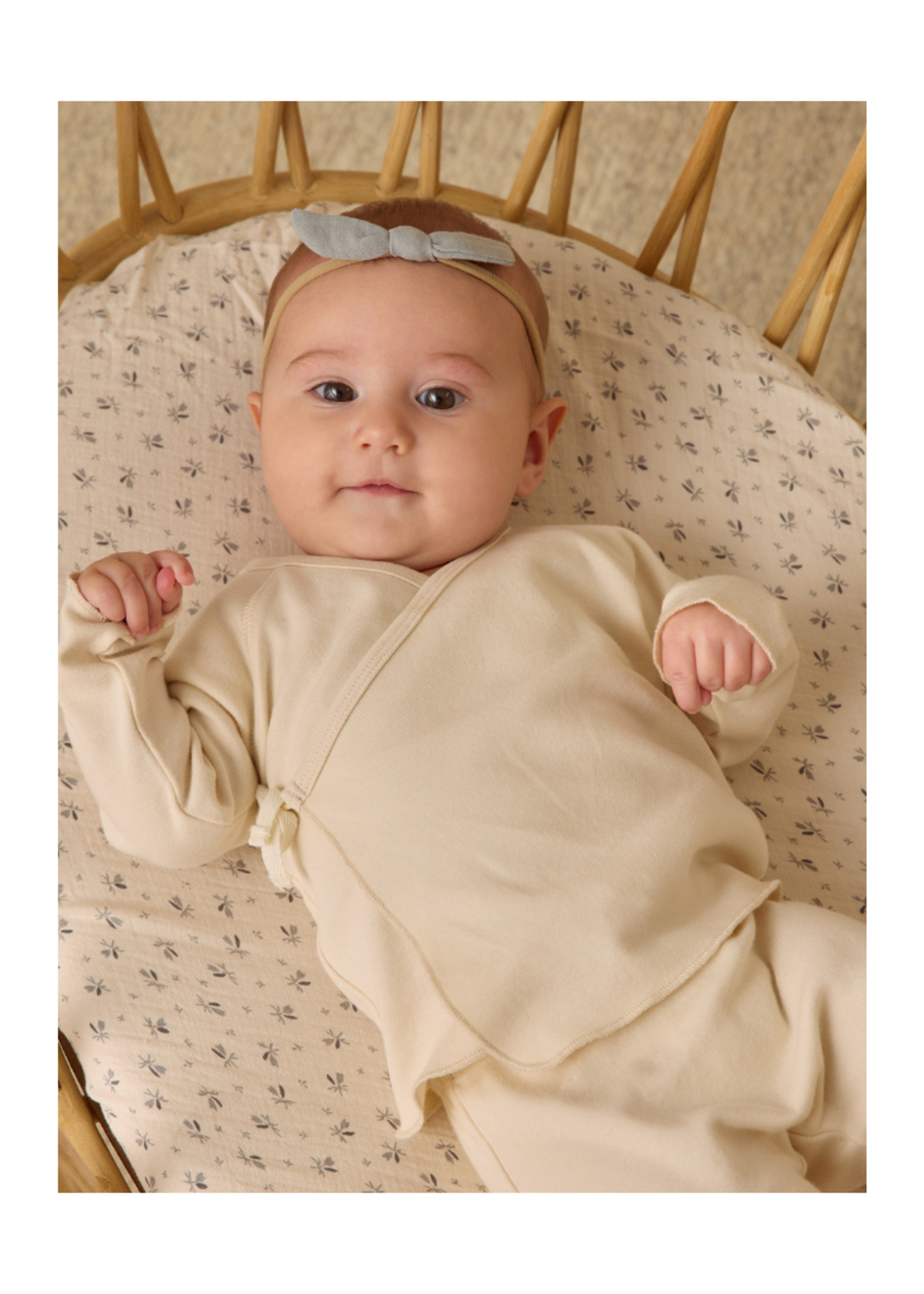 Quincy Mae Wrap Top + Footed Pant Set - Natural