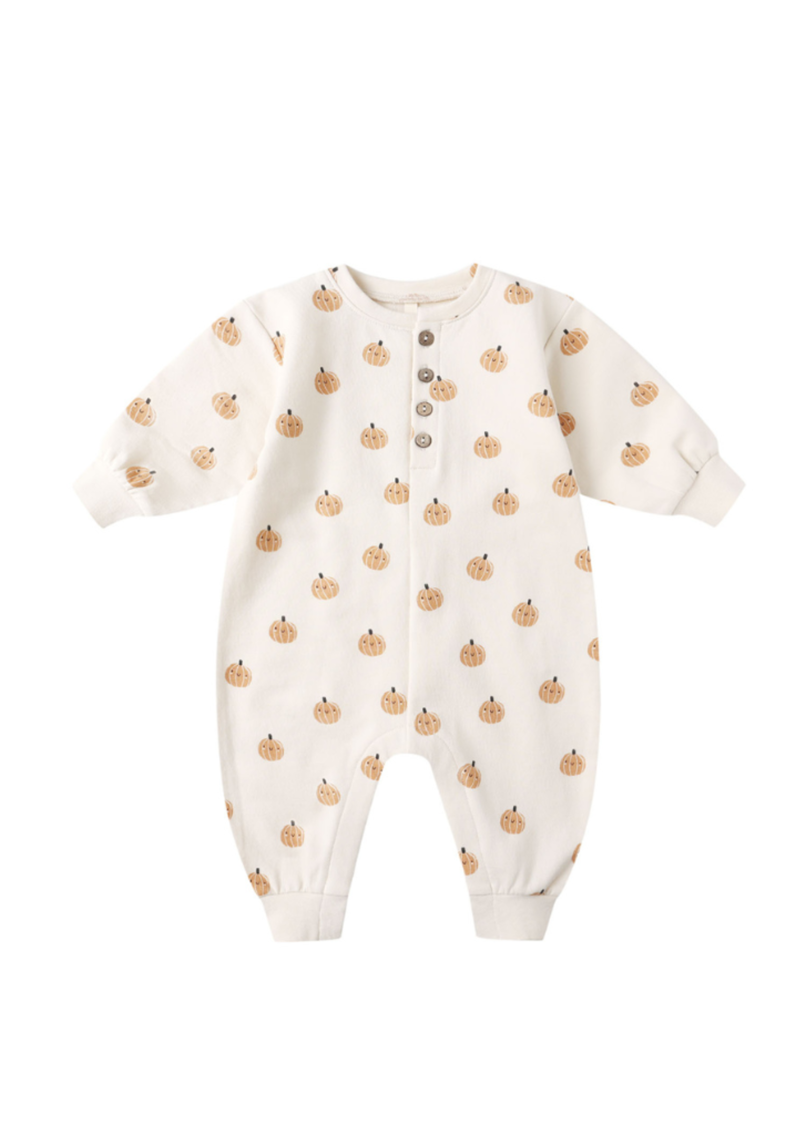 Quincy Mae Relaxed Fleece Jumpsuit - Smiley Pumpkins