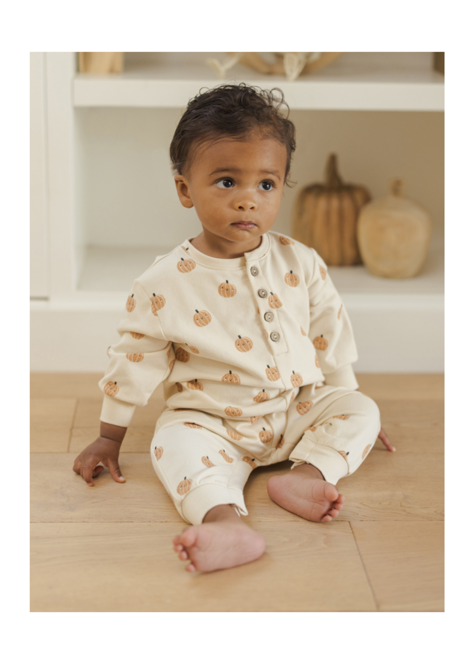 Quincy Mae Relaxed Fleece Jumpsuit - Smiley Pumpkins