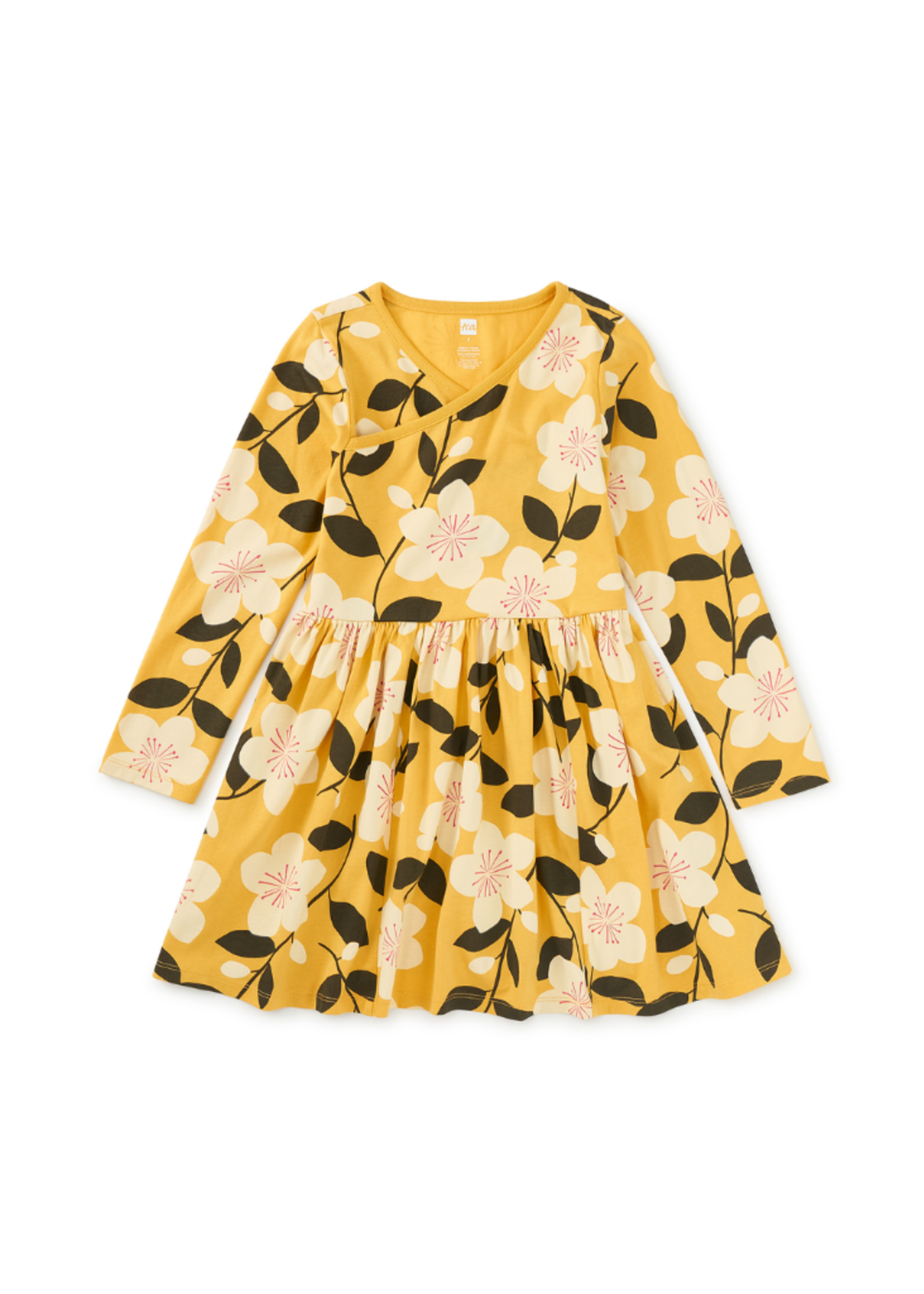 Tea Collection Long Sleeve Wrap Neck Dress