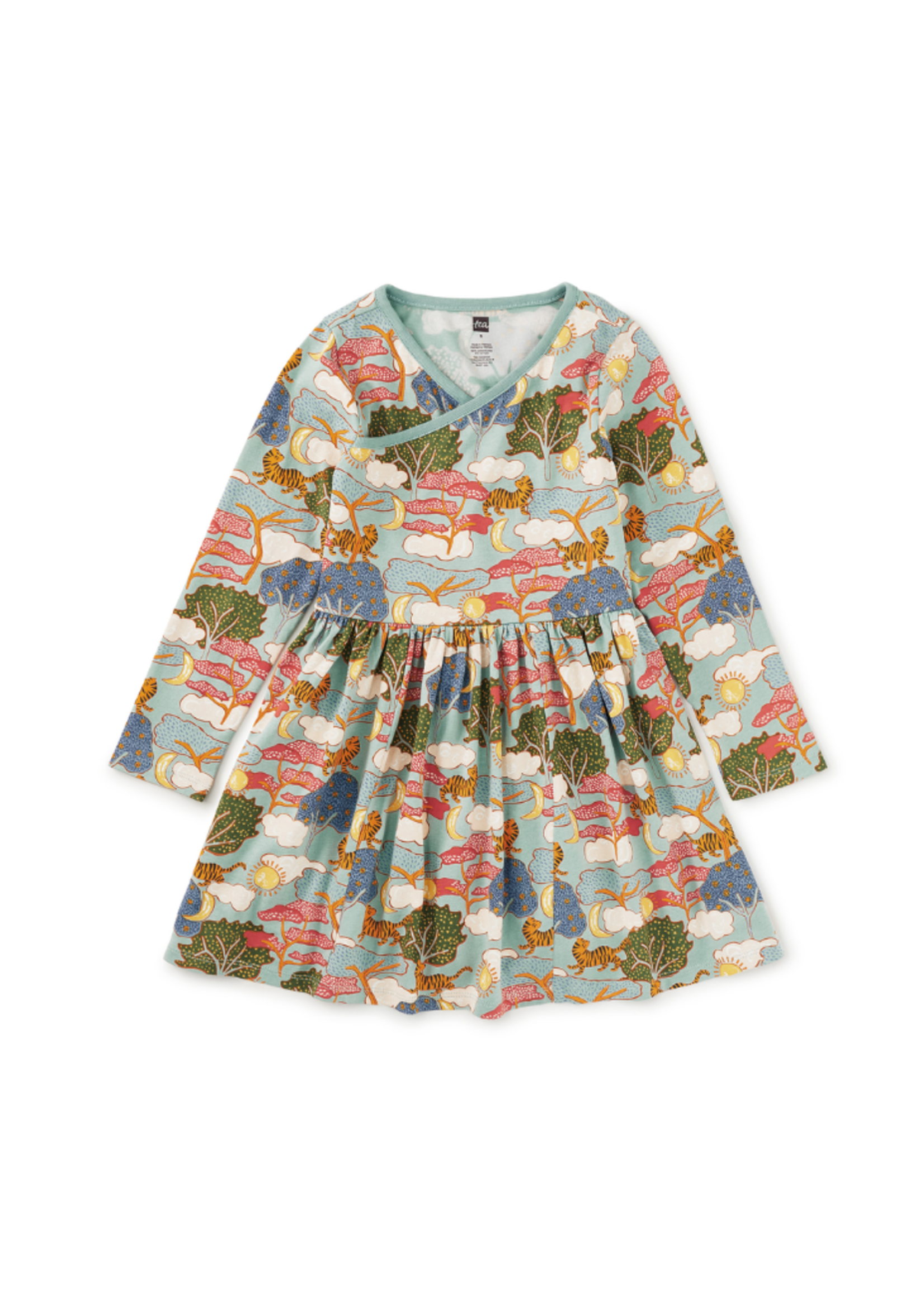 Tea Collection Long Sleeve Wrap Neck Dress