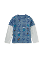 Tea Collection Printed Layered Sleeve Tee