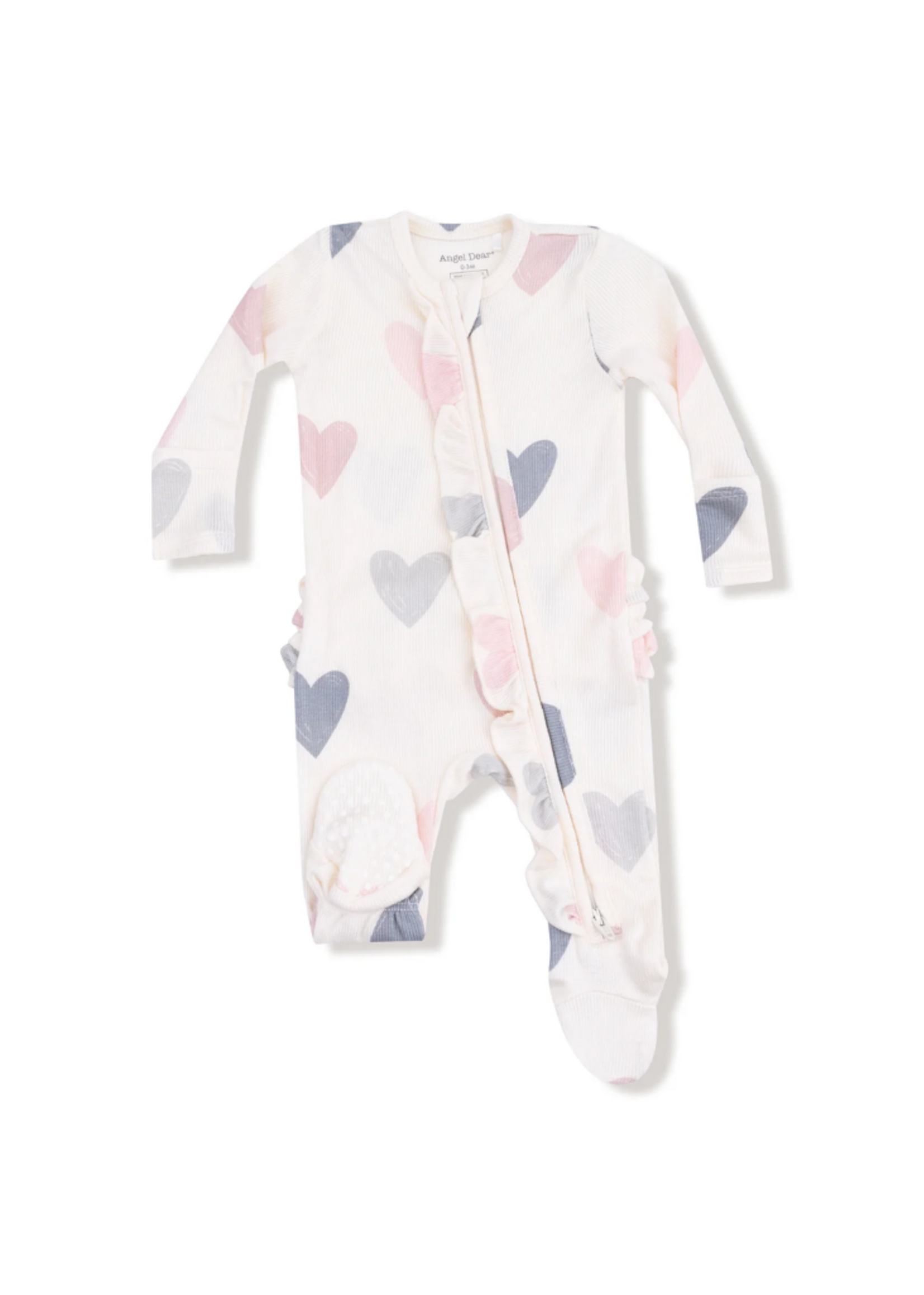 Angel Dear Hearts Rib Ruffle Footie