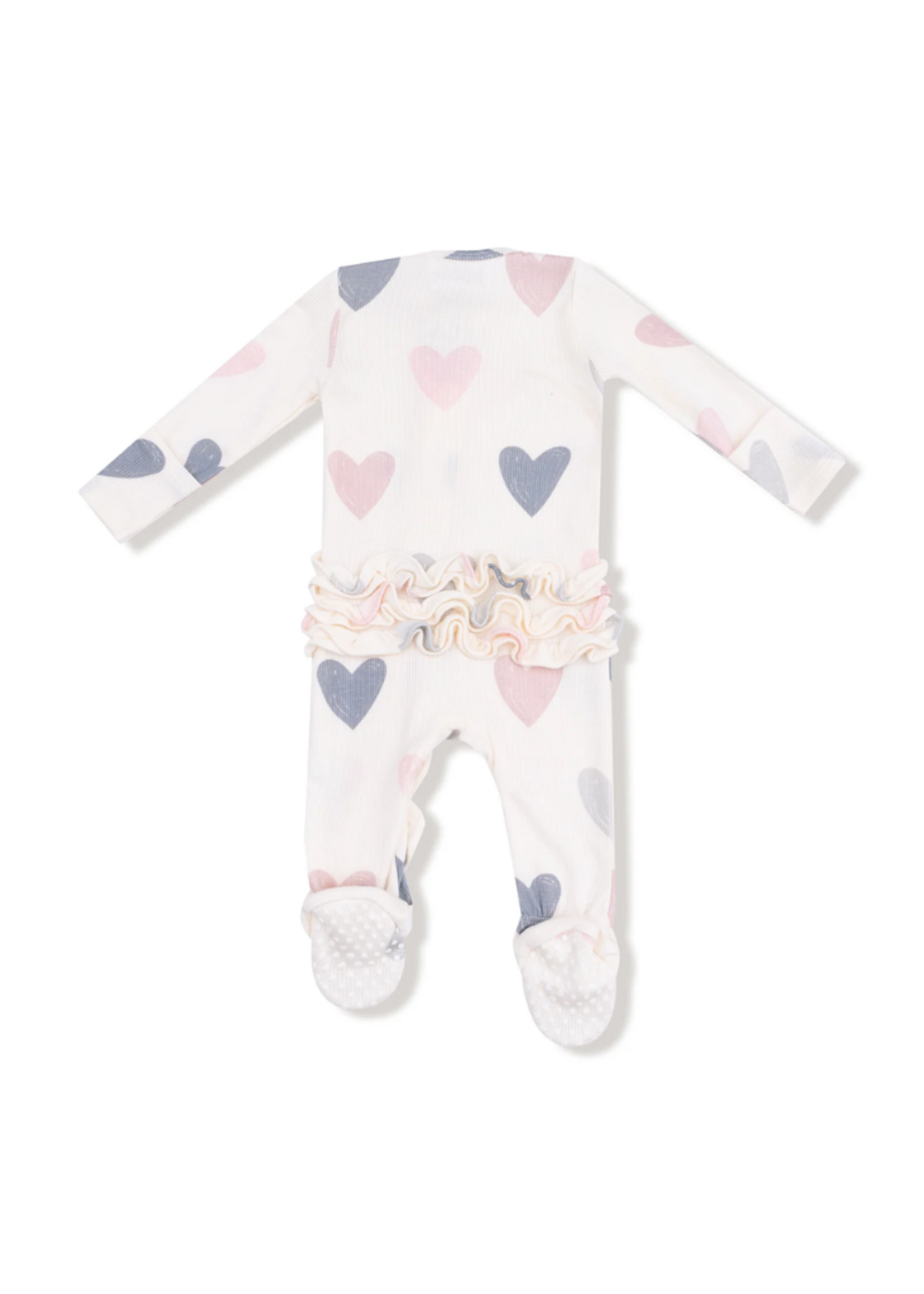 Angel Dear Hearts Rib Ruffle Footie