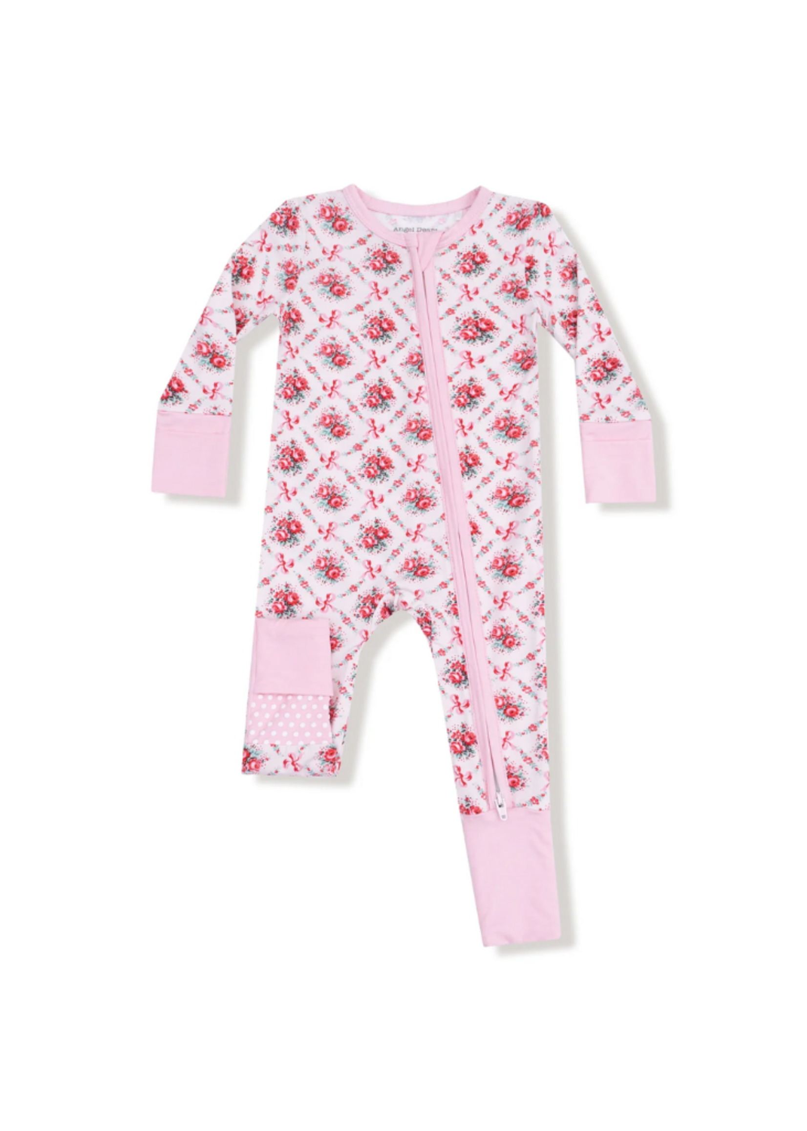 Angel Dear Rose Bow Lattice Zipper Romper