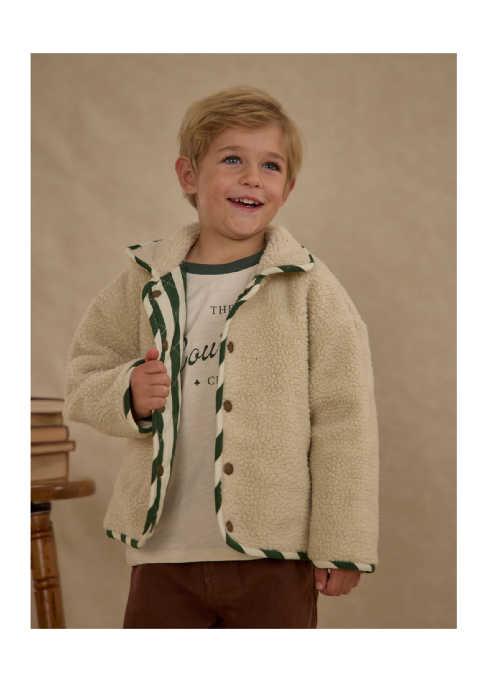 Rylee + Cru Quilted Winter Coat - Green Stripe