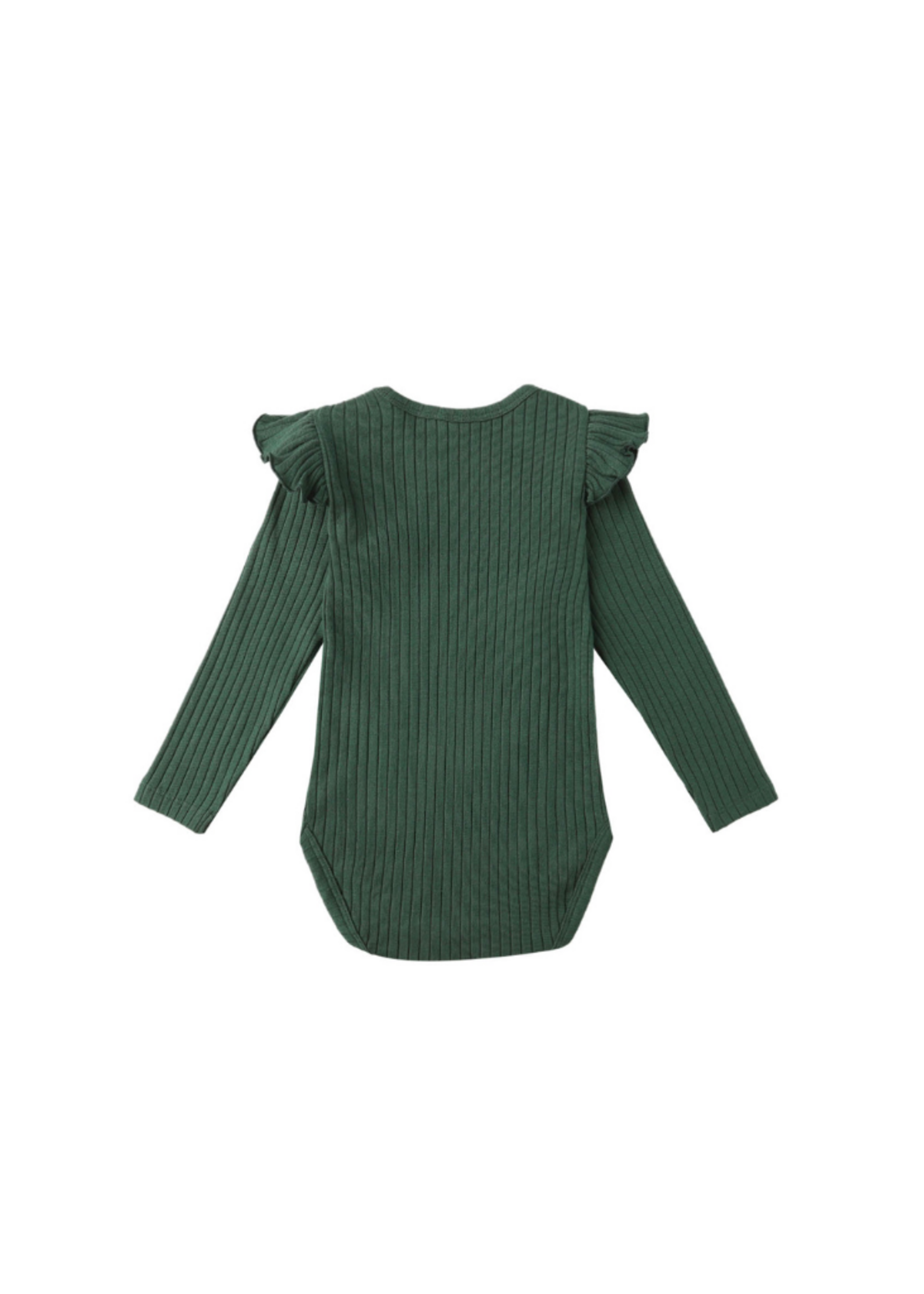 Rylee + Cru Shoulder Ruffle Bodysuit - Green