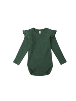 Rylee + Cru Shoulder Ruffle Bodysuit - Green