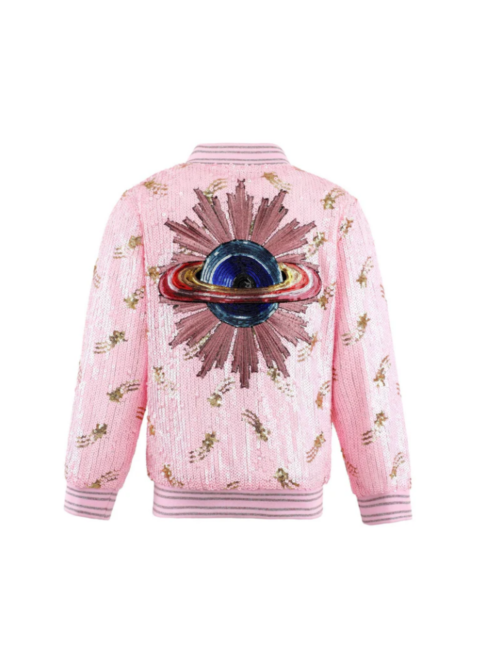 Lola + The Boys Galaxy Star Sequin Bomber