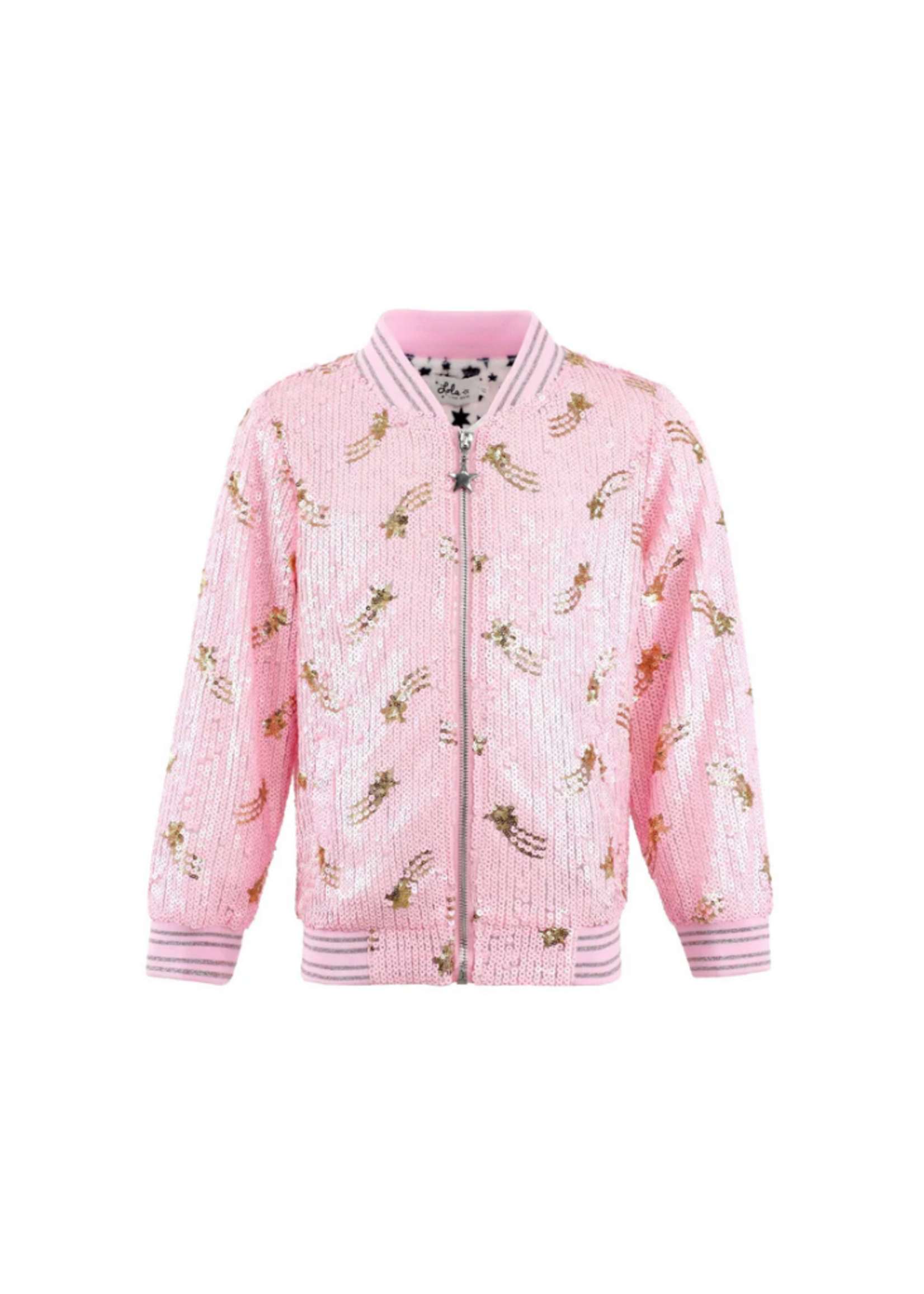 Lola + The Boys Galaxy Star Sequin Bomber