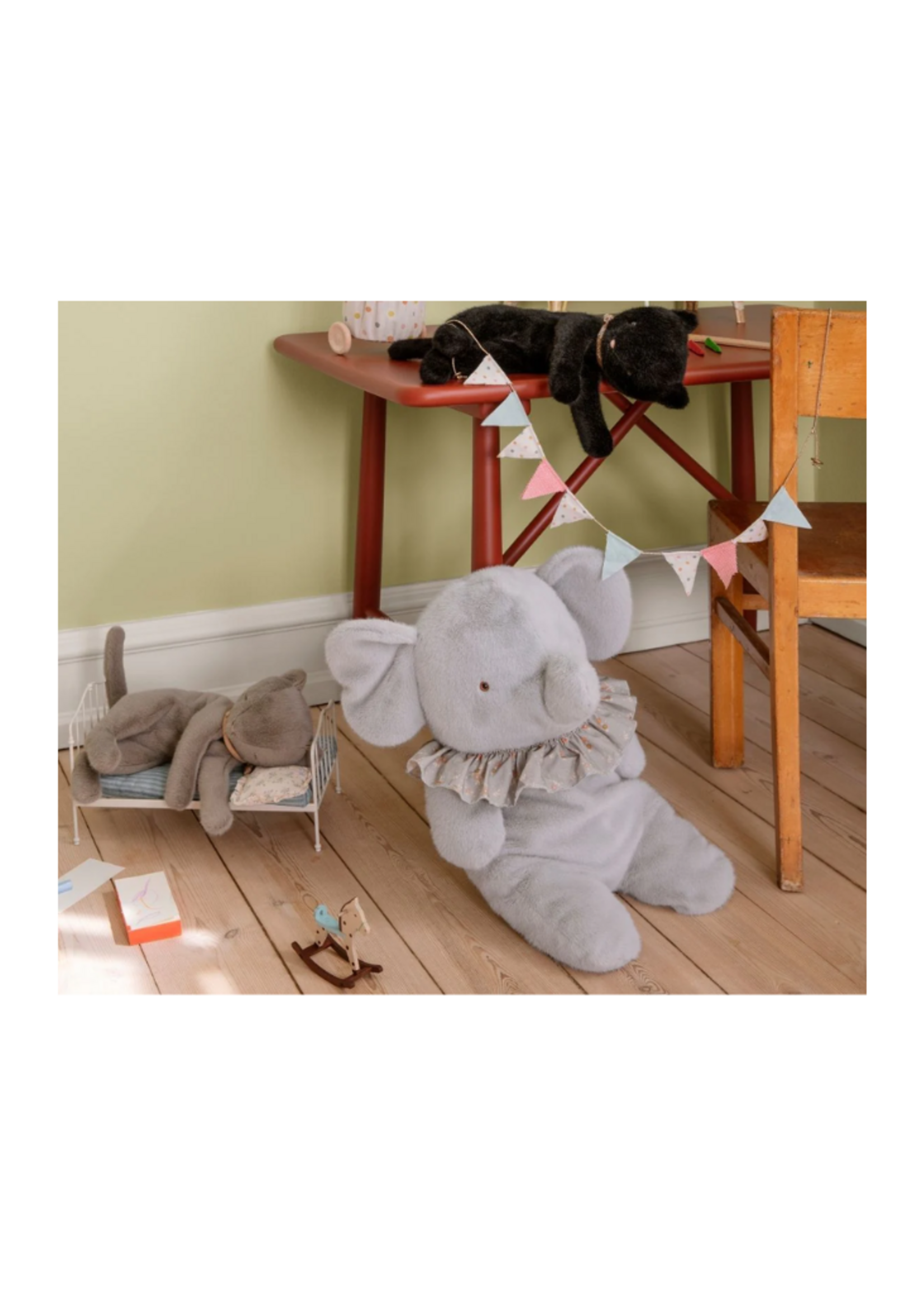 Maileg Elephant Plush, Big - Blue/Grey