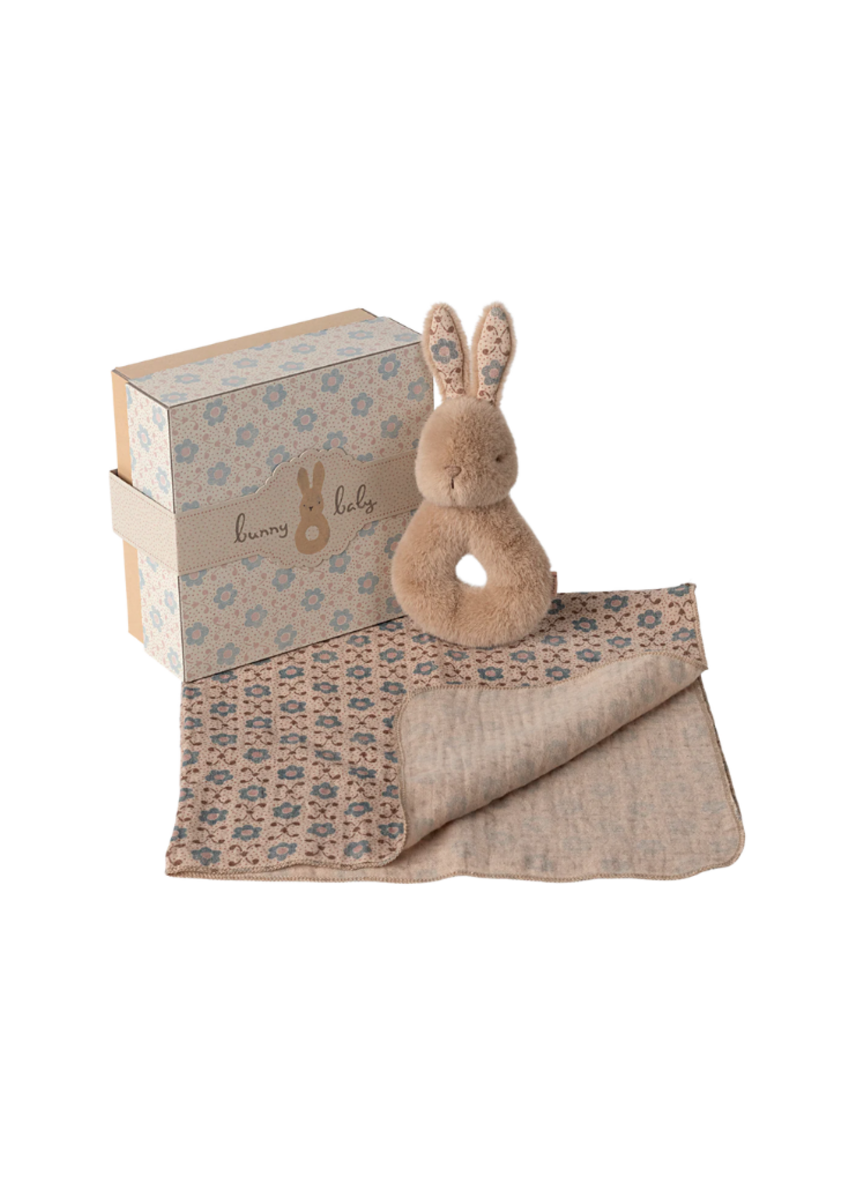 Maileg Rabbit Rattle Set - Cream Peach