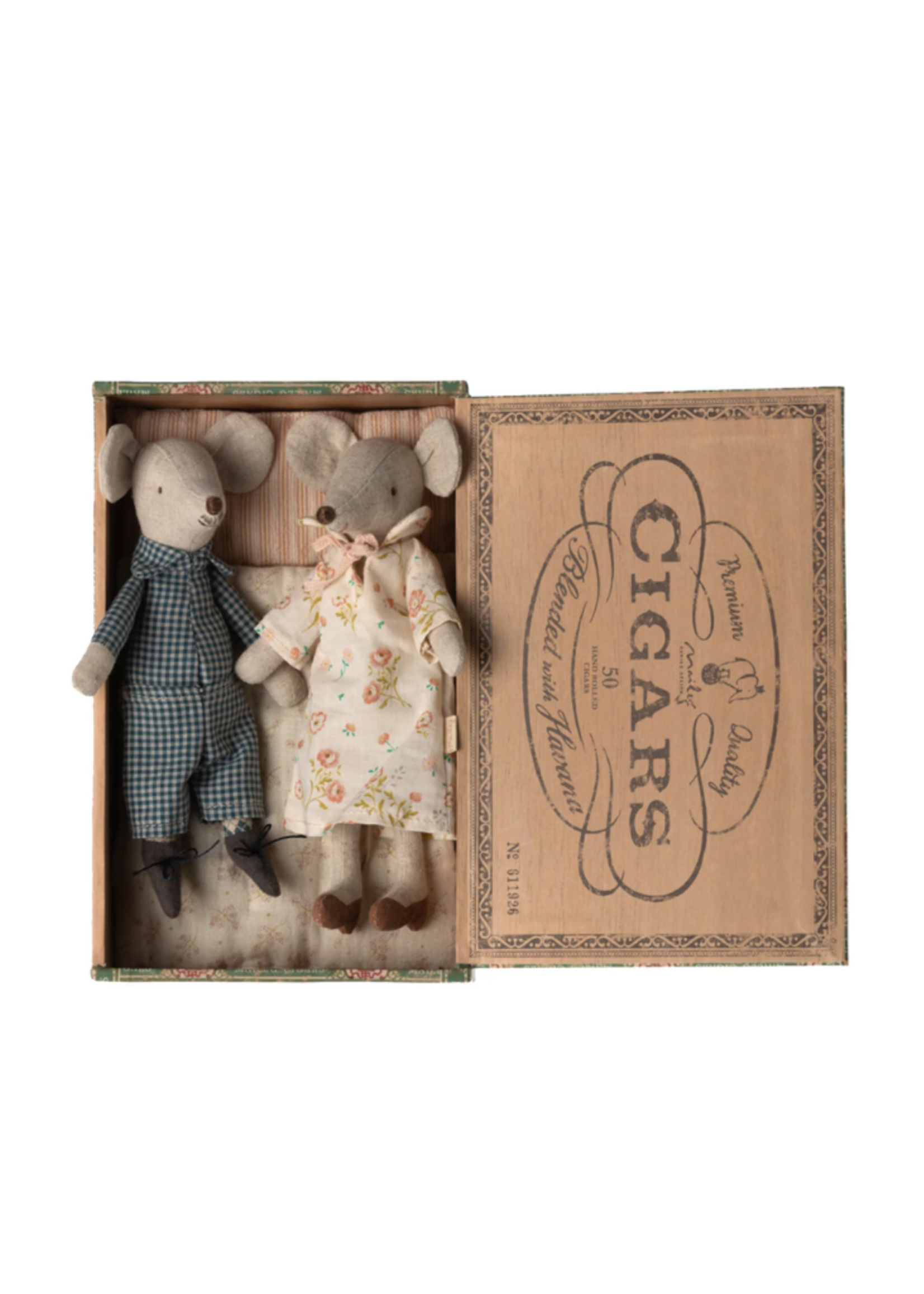 Maileg Grandma & Grandpa Mice in Cigarbox