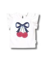 Huxbaby Cherry Bow Frill Sleeve Tee