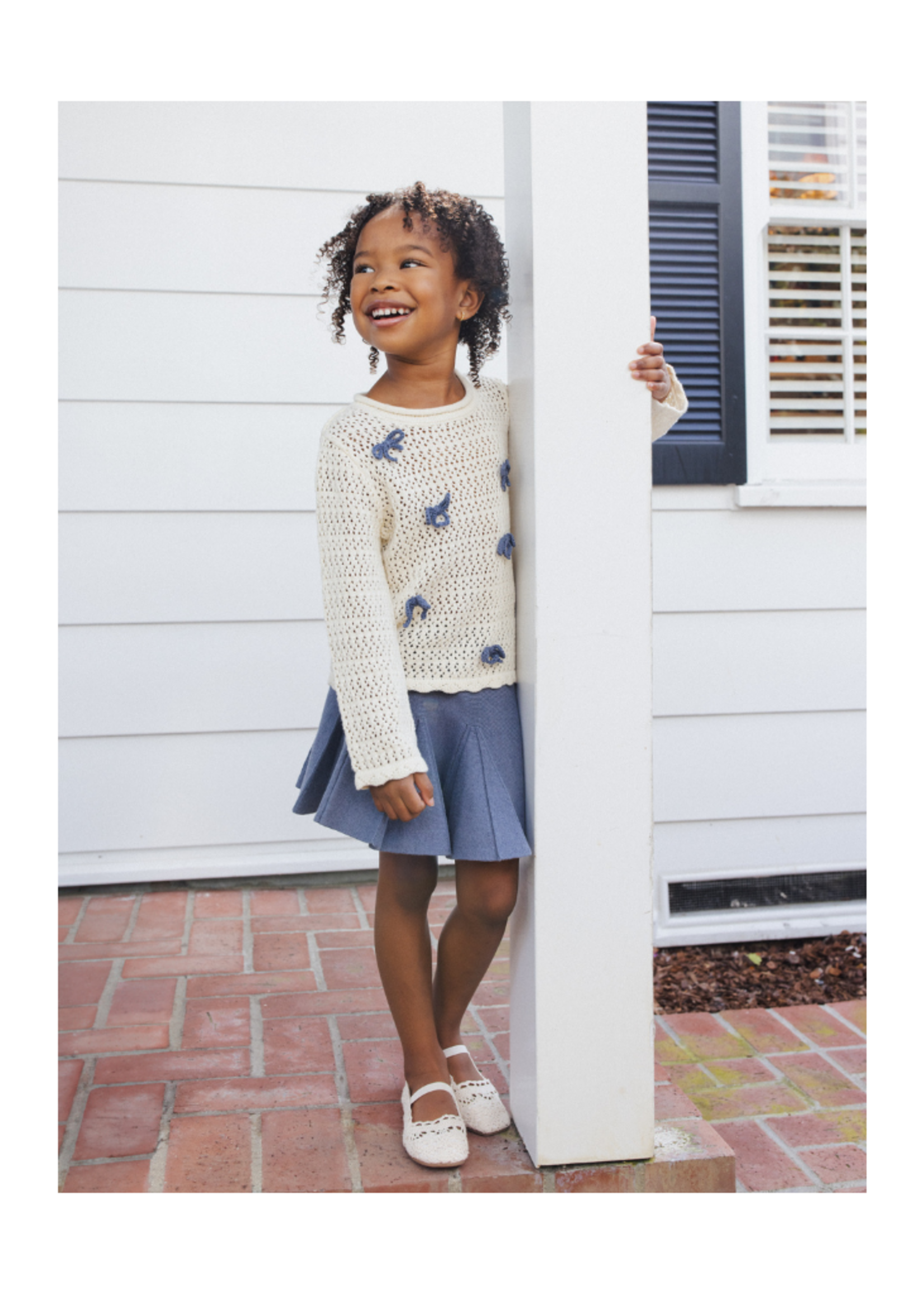 Rylee + Cru Crochet Knit Pullover - Bows