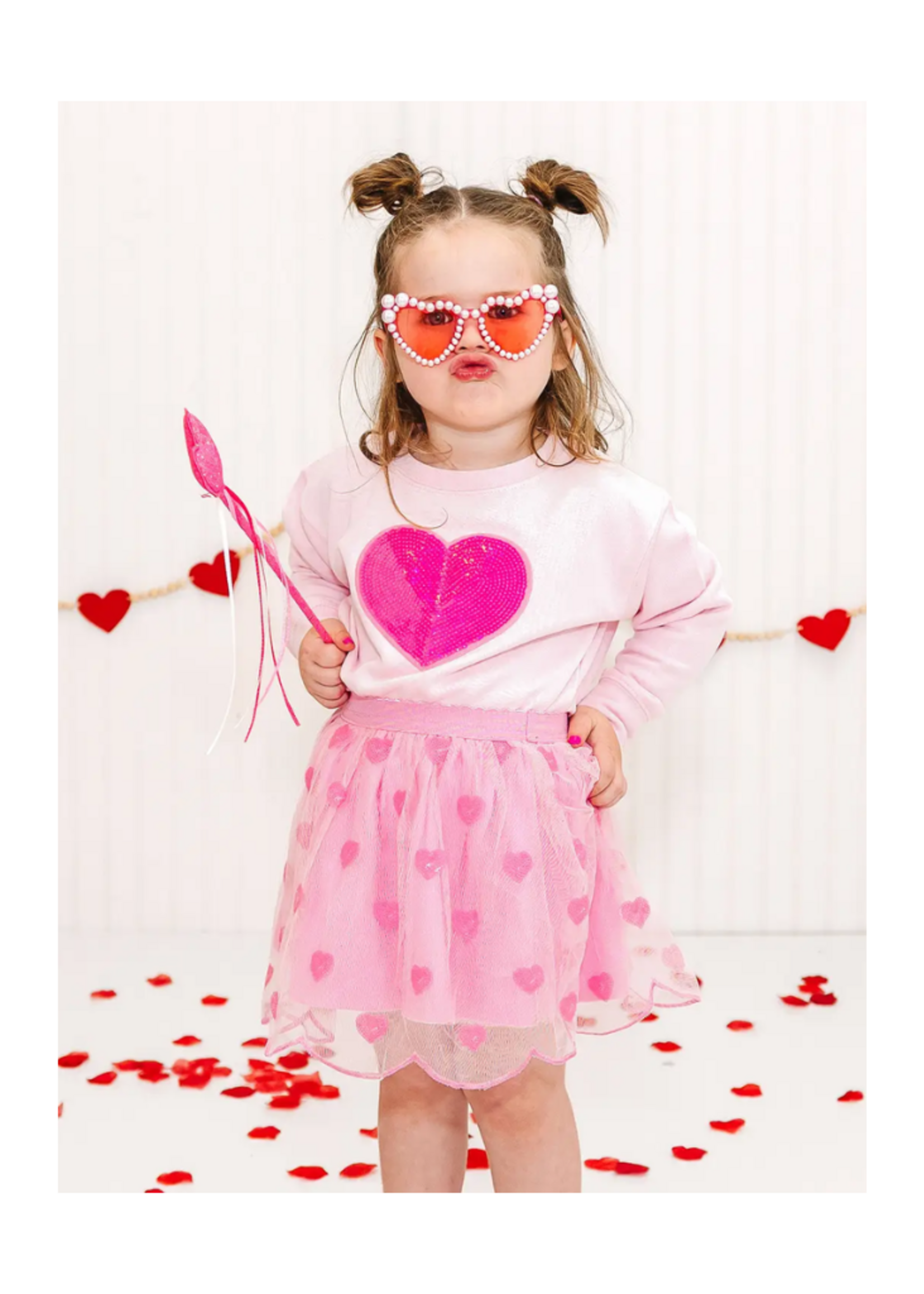 Sweet Wink Heart Sequin Patch Sweatshirt