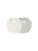 Quincy Mae Jersey Snap Bibs - Bunnies, Sage Microstripe