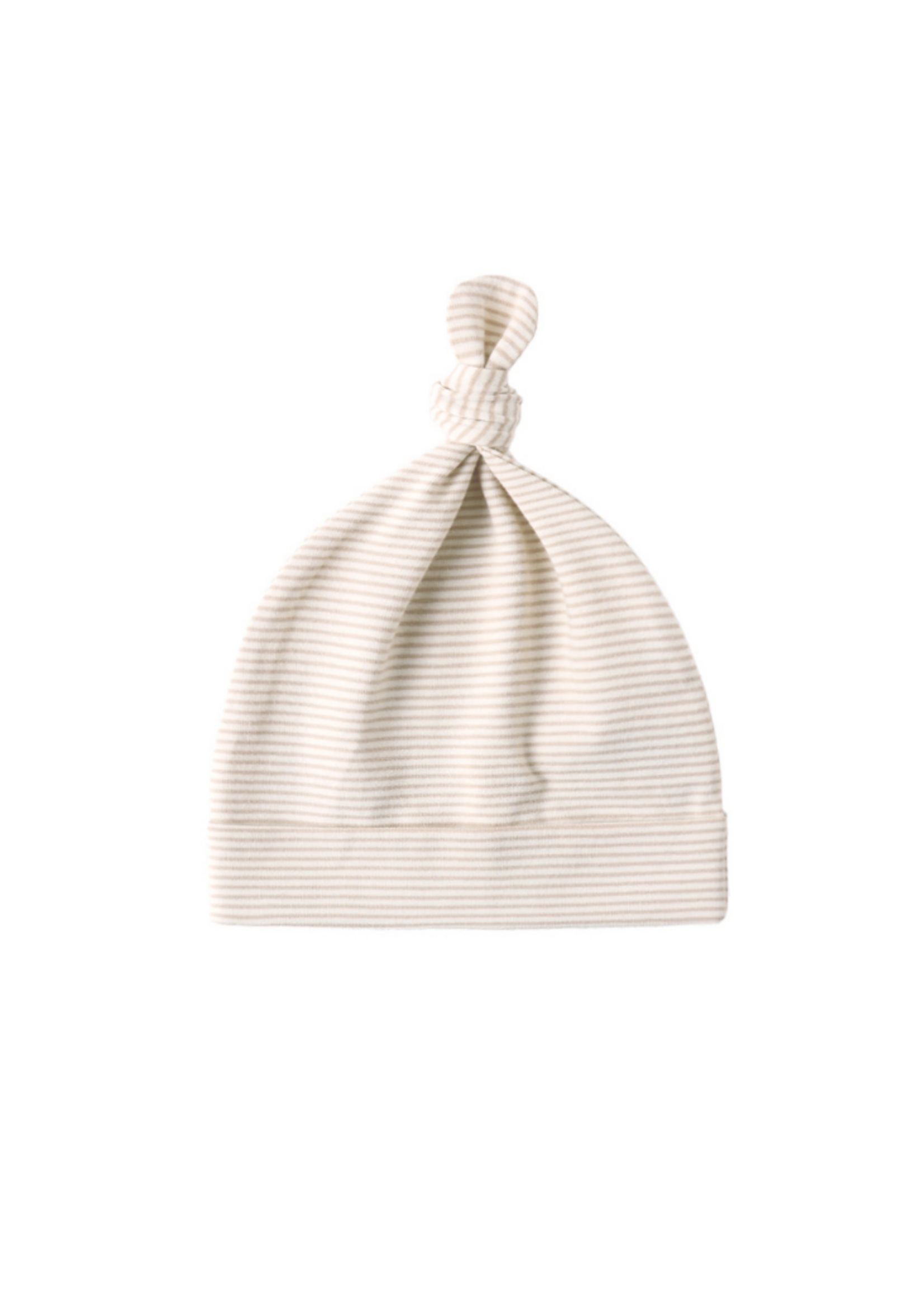 Quincy Mae Knotted Baby Hat - Oat Micro Stripe