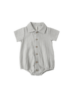 Quincy Mae Matteo Romper - Sage Gingham