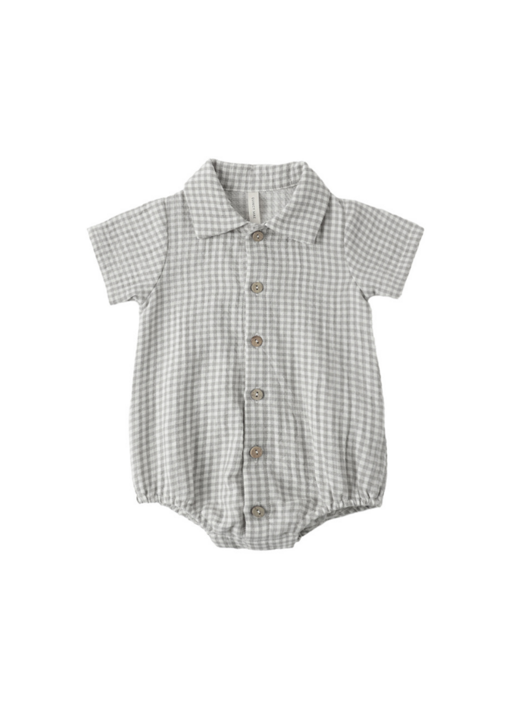 Quincy Mae Matteo Romper - Sage Gingham