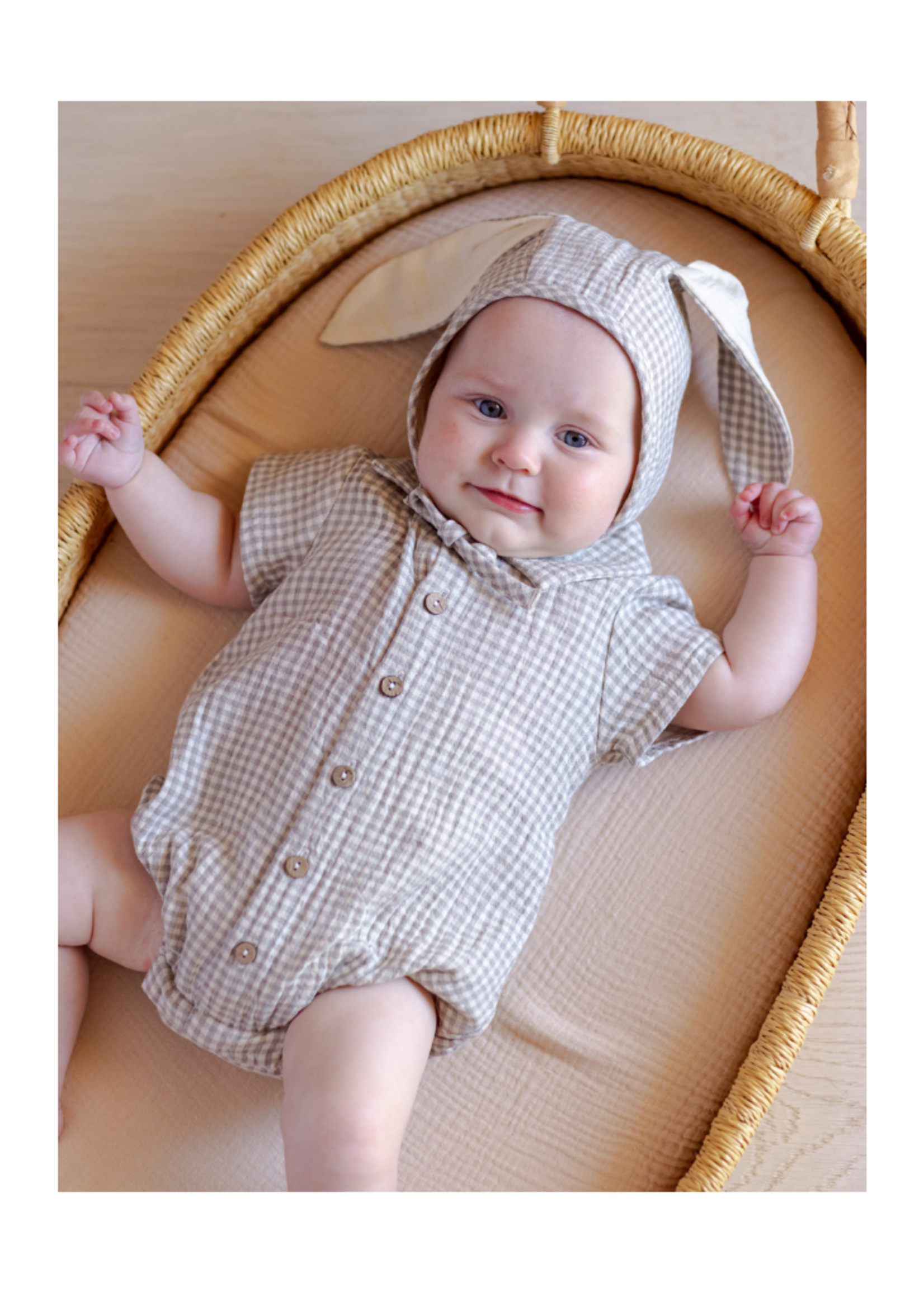 Quincy Mae Matteo Romper - Sage Gingham