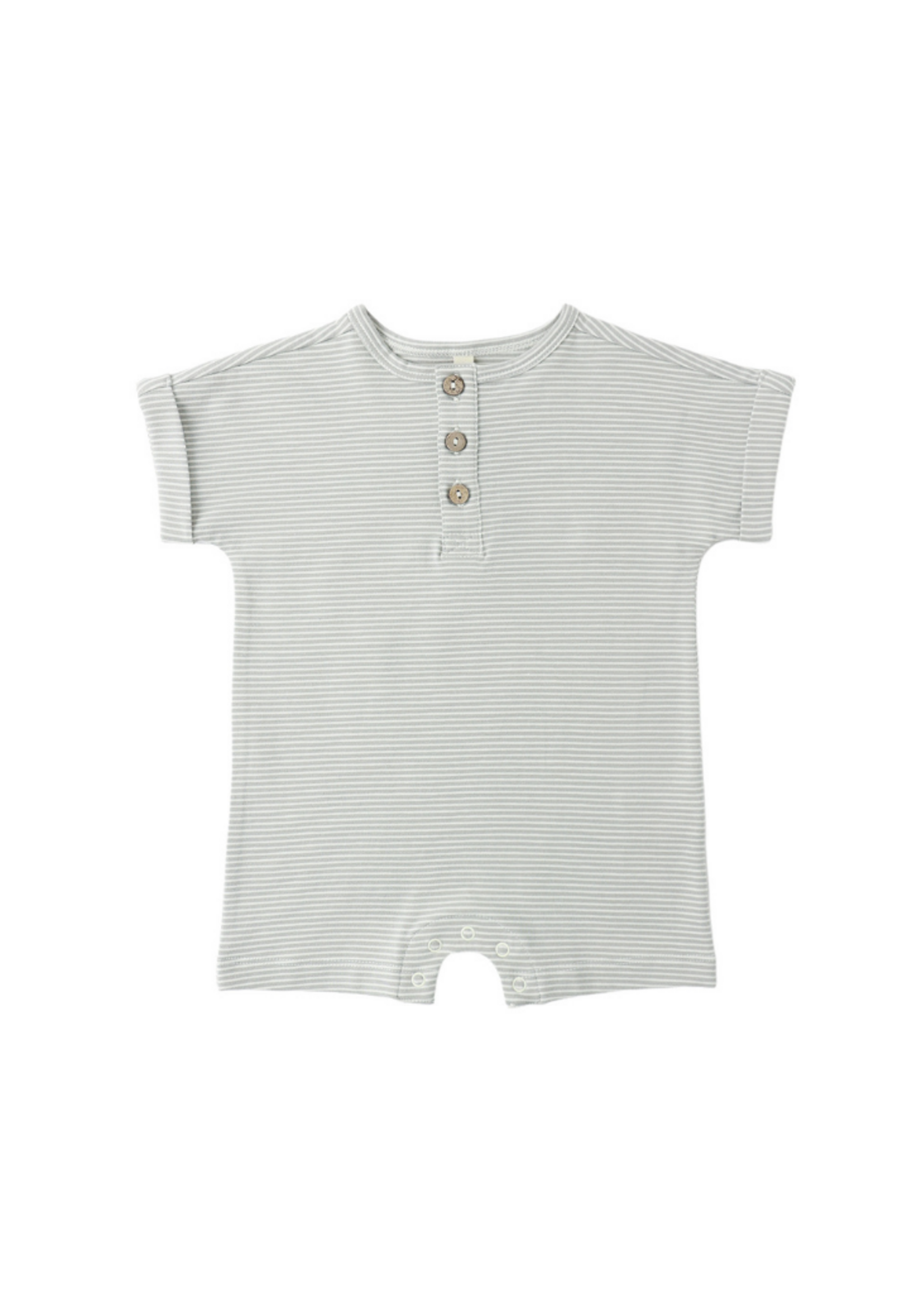 Quincy Mae Short Sleeve One-Piece - Sage Micro Stripe
