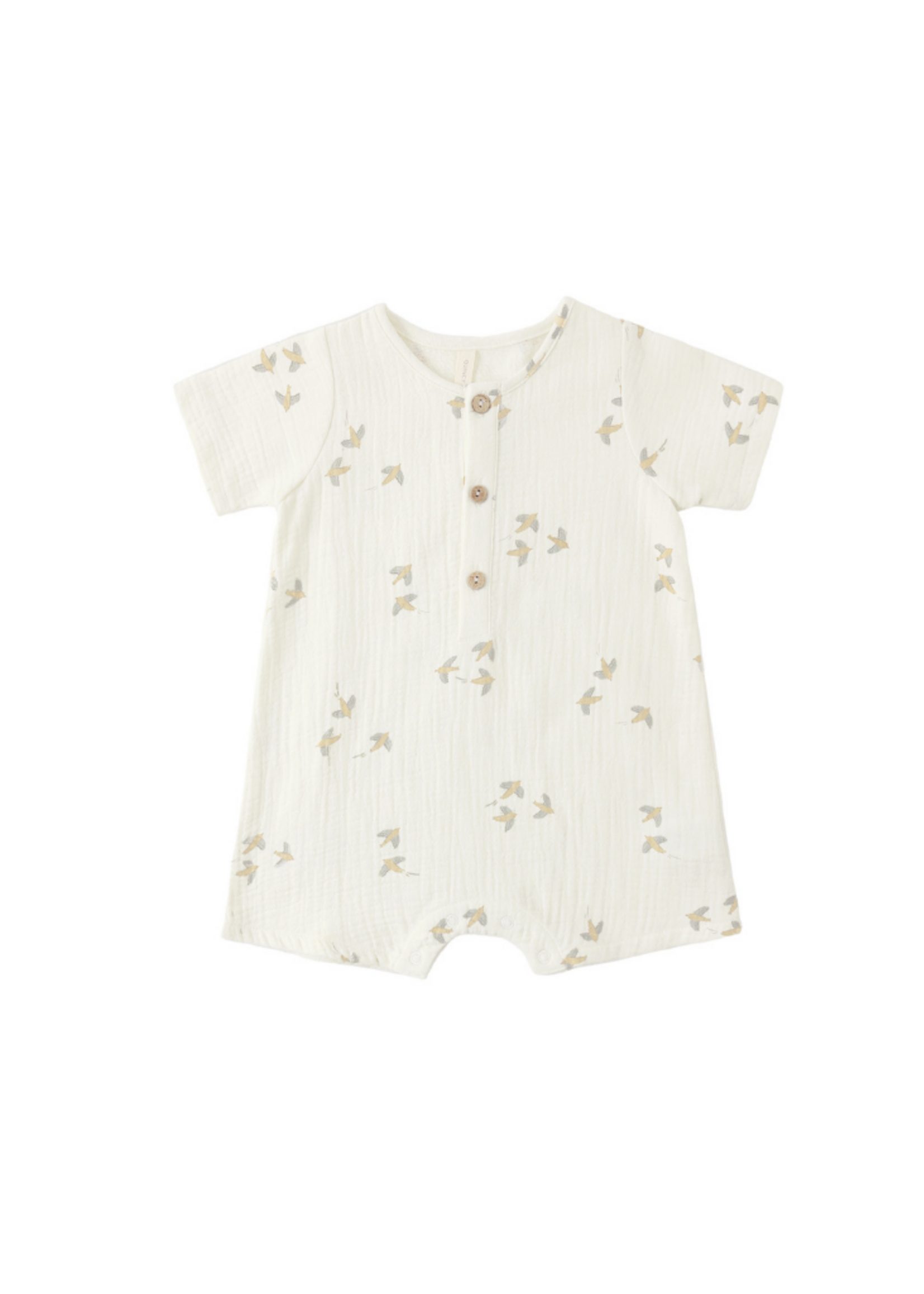 Quincy Mae Short Sleeve Woven Romper - Birds