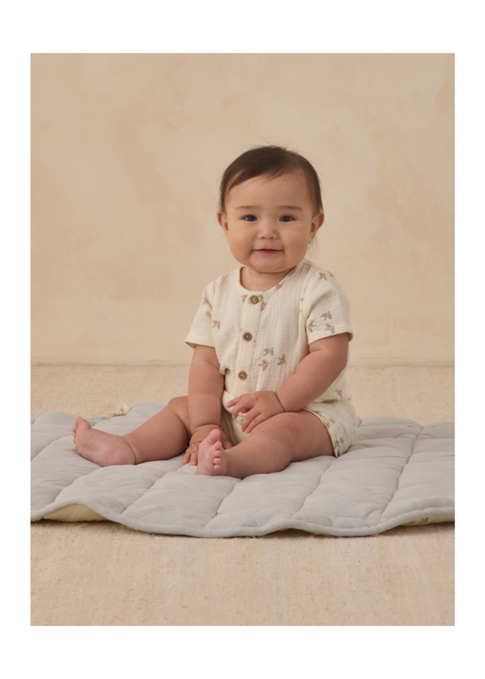 Quincy Mae Short Sleeve Woven Romper - Birds