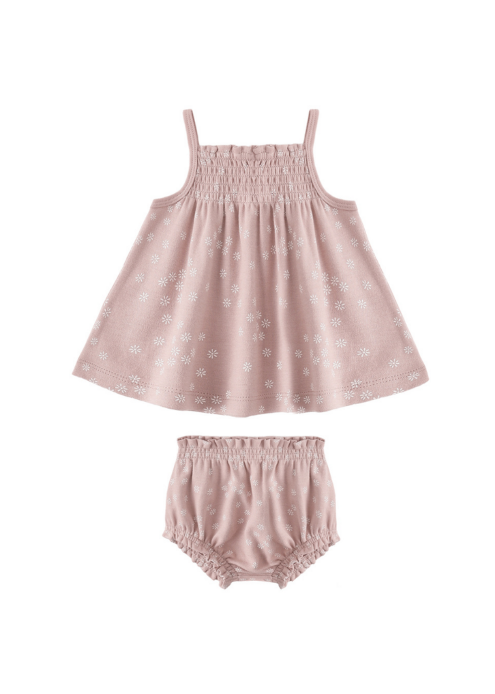 Quincy Mae Smocked Tank + Bloomer Set - Mauve Daisy