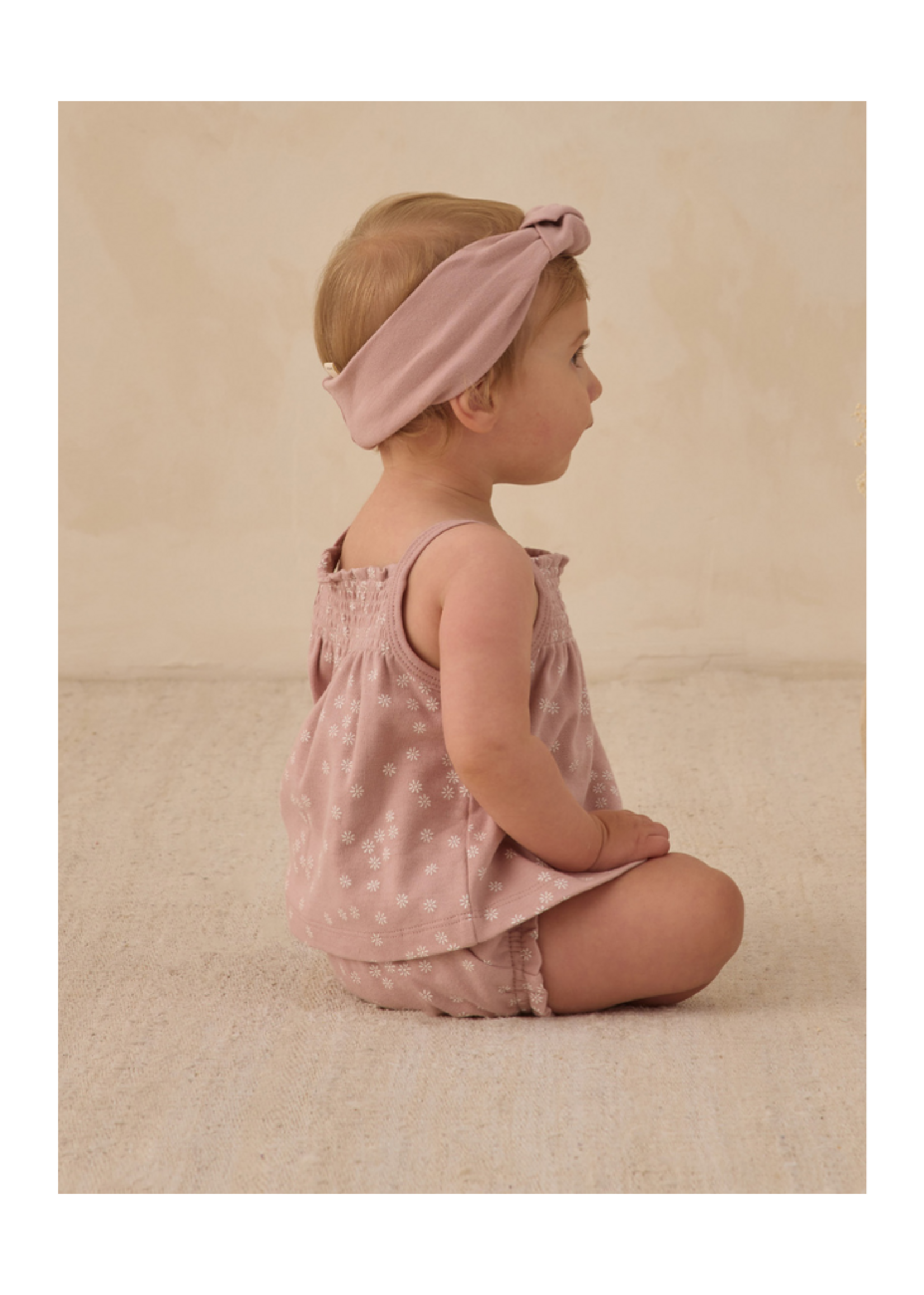 Quincy Mae Smocked Tank + Bloomer Set - Mauve Daisy