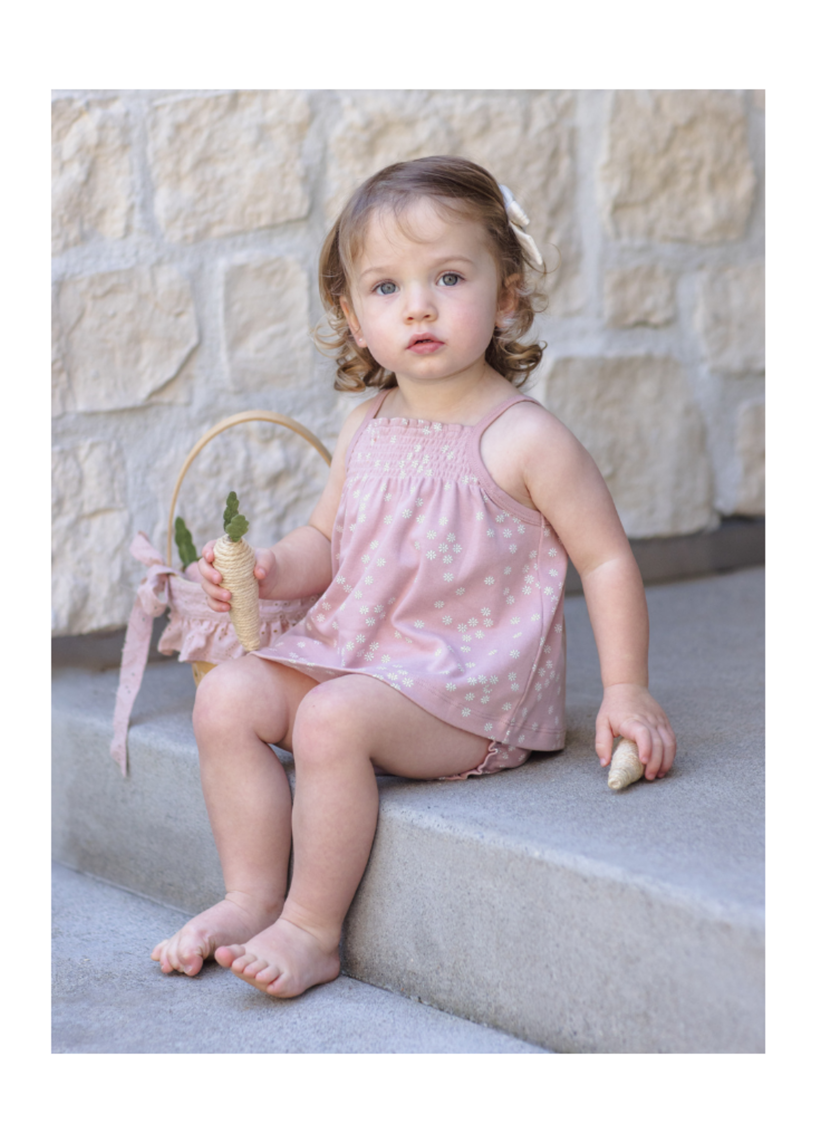 Quincy Mae Smocked Tank + Bloomer Set - Mauve Daisy