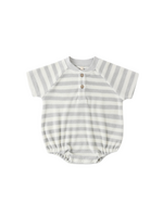 Quincy Mae Terry Henley Romper - Sky Stripe
