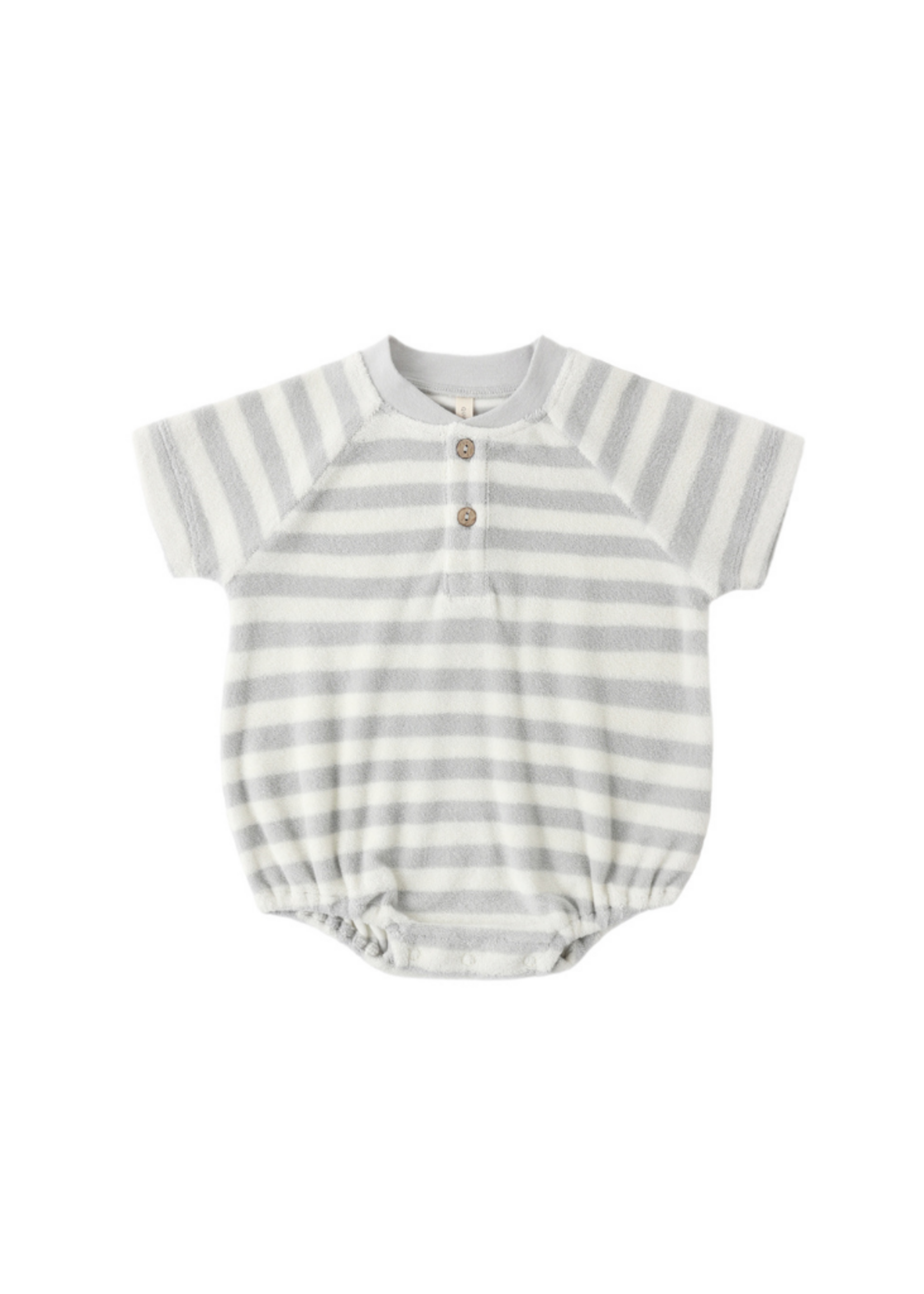 Quincy Mae Terry Henley Romper - Sky Stripe